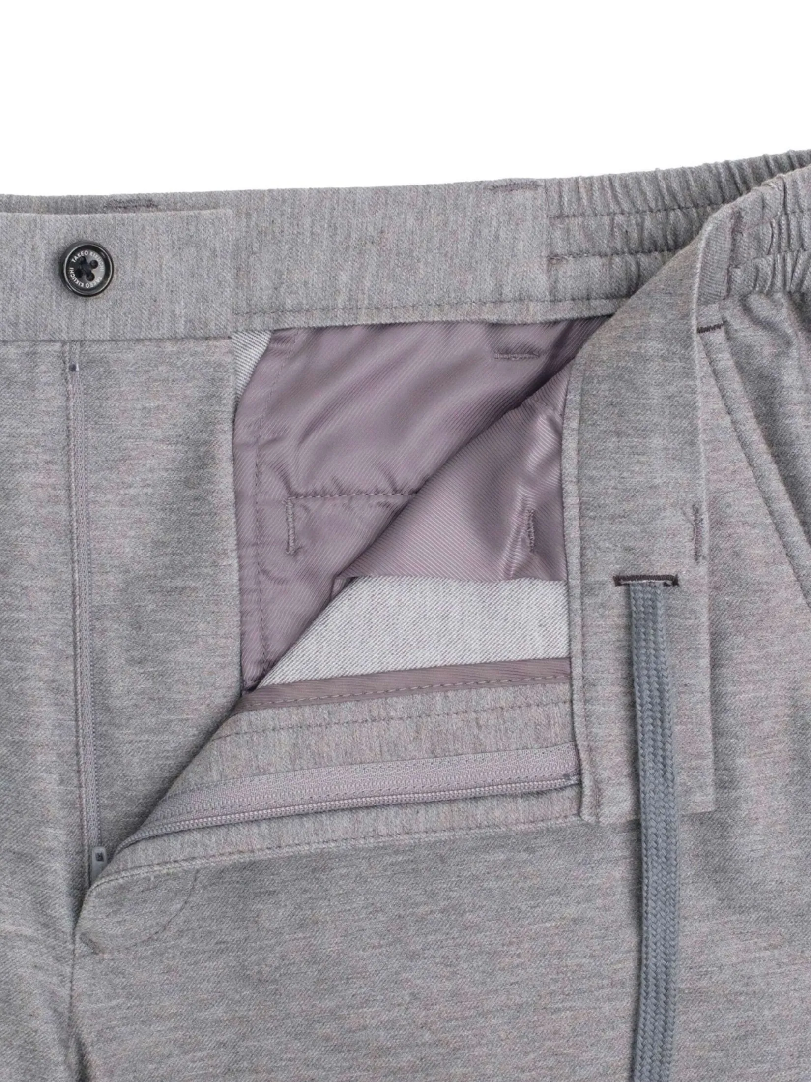 TAKEO KIKUCHI MEN GREY TWILL JERSEY CASUAL SUIT EASY PANTS
