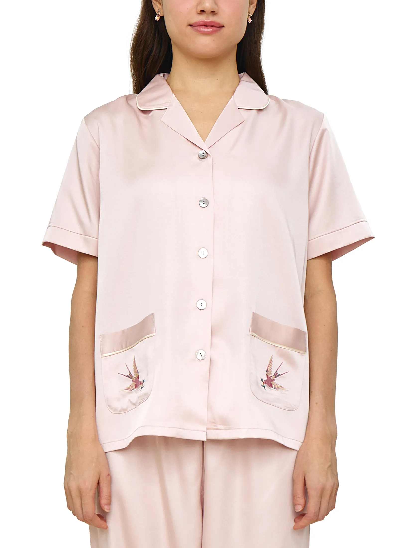 WACOAL Women Sleepwear Collection CAFE’ CATION short sleeved, long legged with fiber Collagen Pink