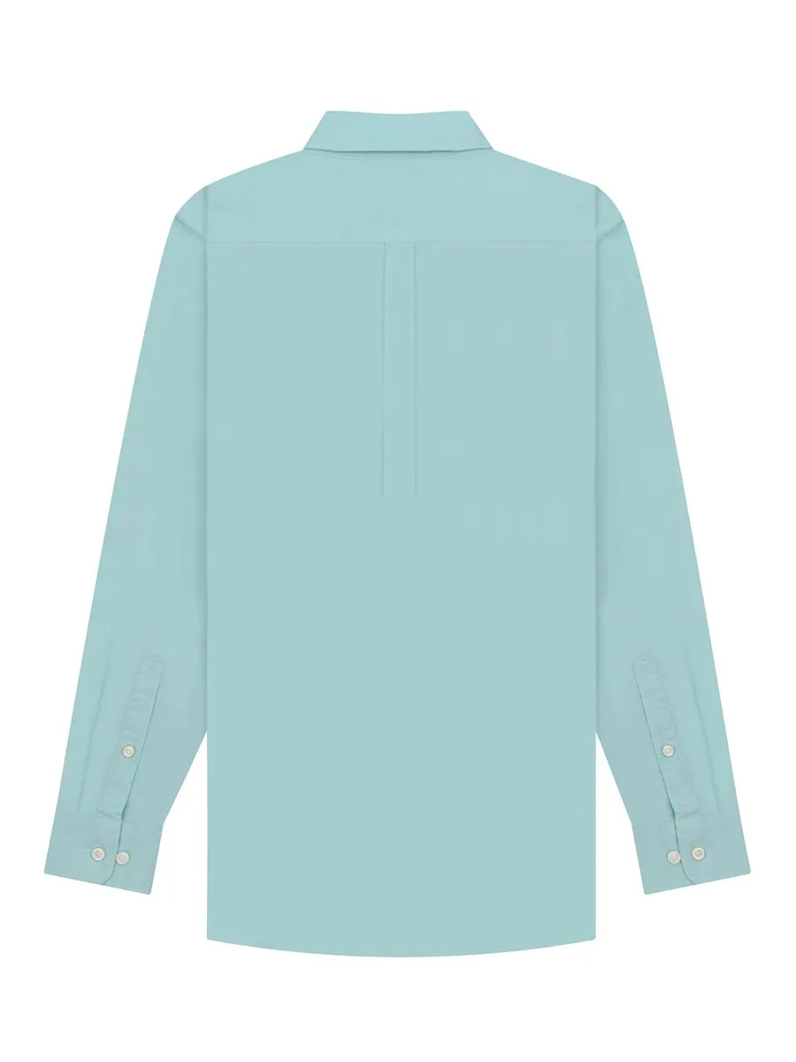 GIORDANO Men's Long Sleeve Embroidery Oxford Shirt Teal Green