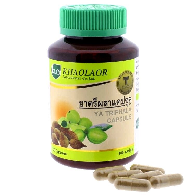 Трифала капсулы для детоксикации организма Khaolaor Ya Triphala Capsule 100 капсул, Таиланд