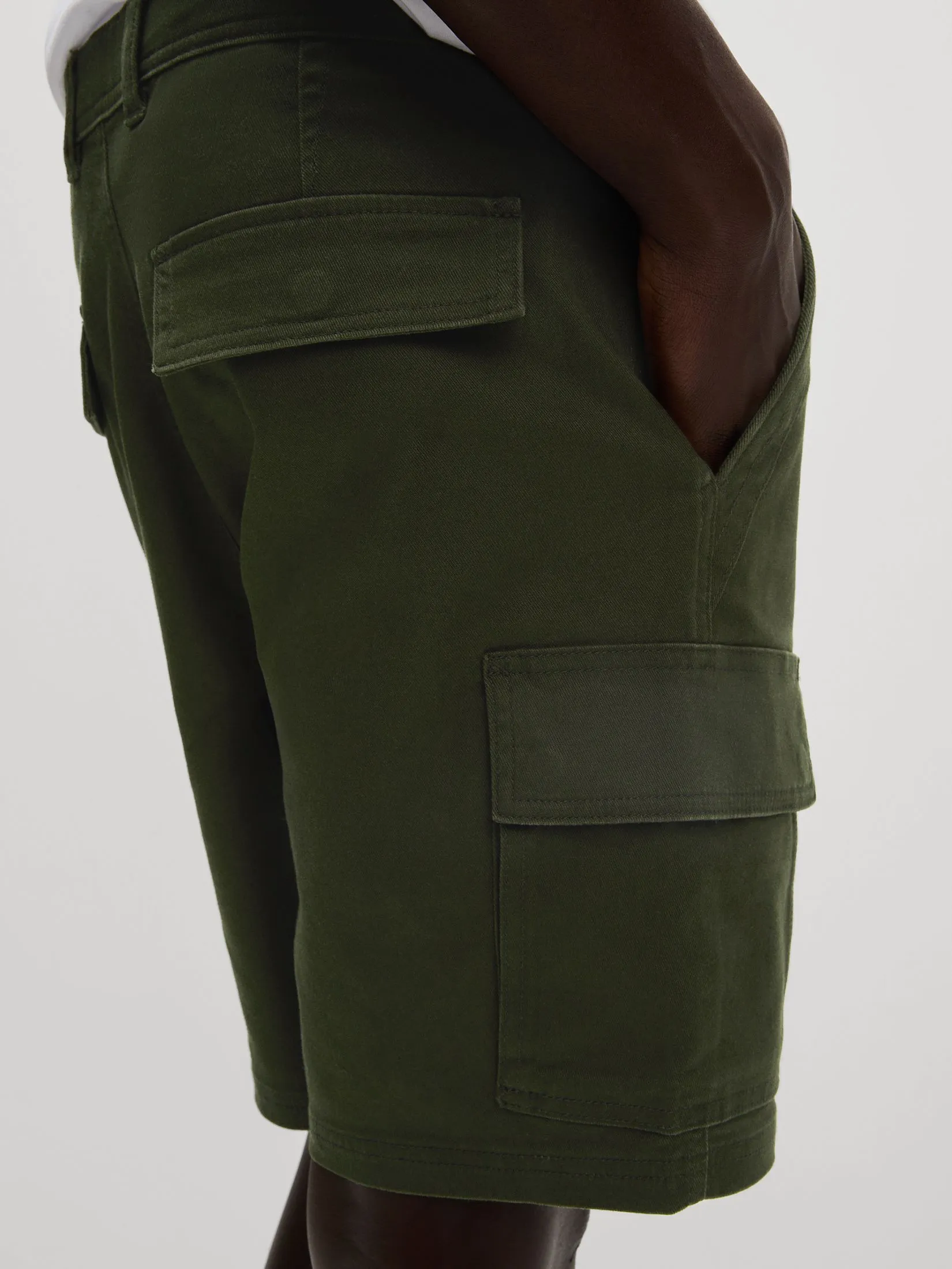 MARKS & SPENCER Men Cargo Shorts Straight Fit Stretch Dark Khaki