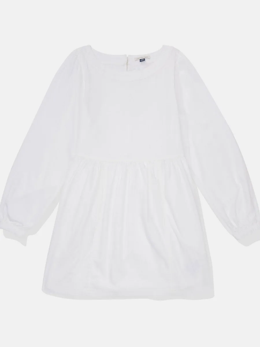 AMERICAN EAGLE WOMEN LS SWING MINI DRESS INTL 100 WHITE