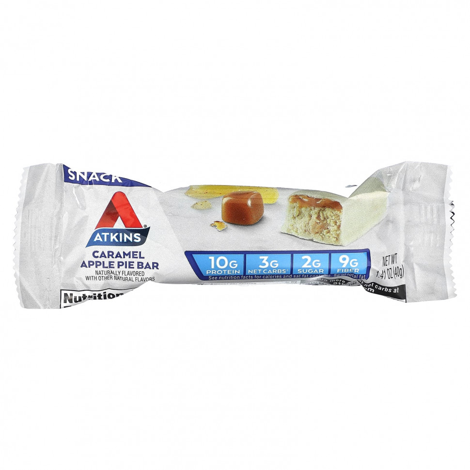 Atkins, Snack, батончик с карамельным и яблочным пирогом, 5 батончиков по 40 г (1,41 унции)