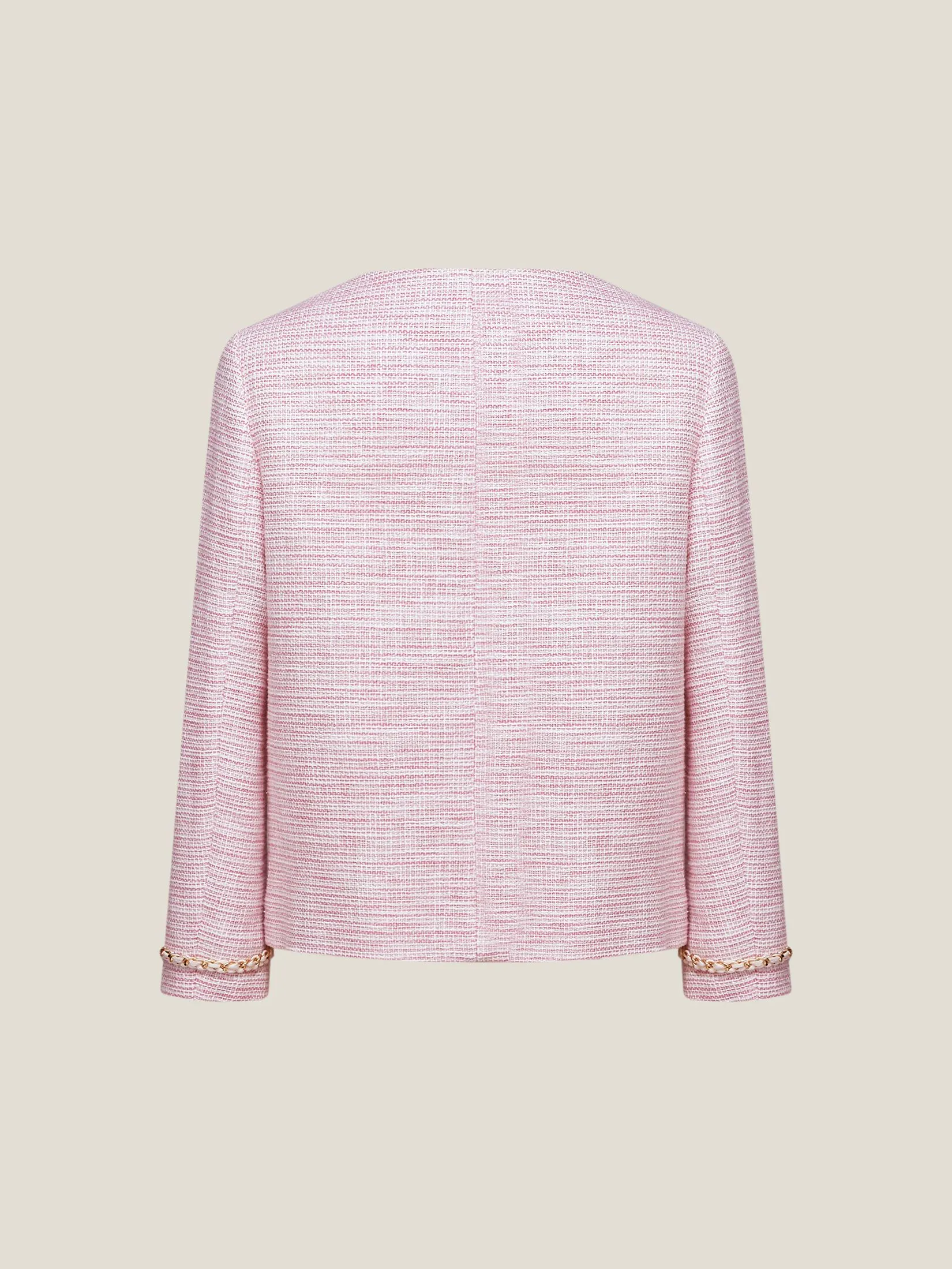 G2000 Women Clothing Cotton Blend Metallic Tweed Jacket Regular Fit - Pink