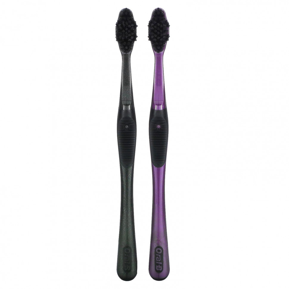 Oral-B, Зубная щетка с древесным углем, среднего размера, для детей от 3 лет, 2 зубные щетки