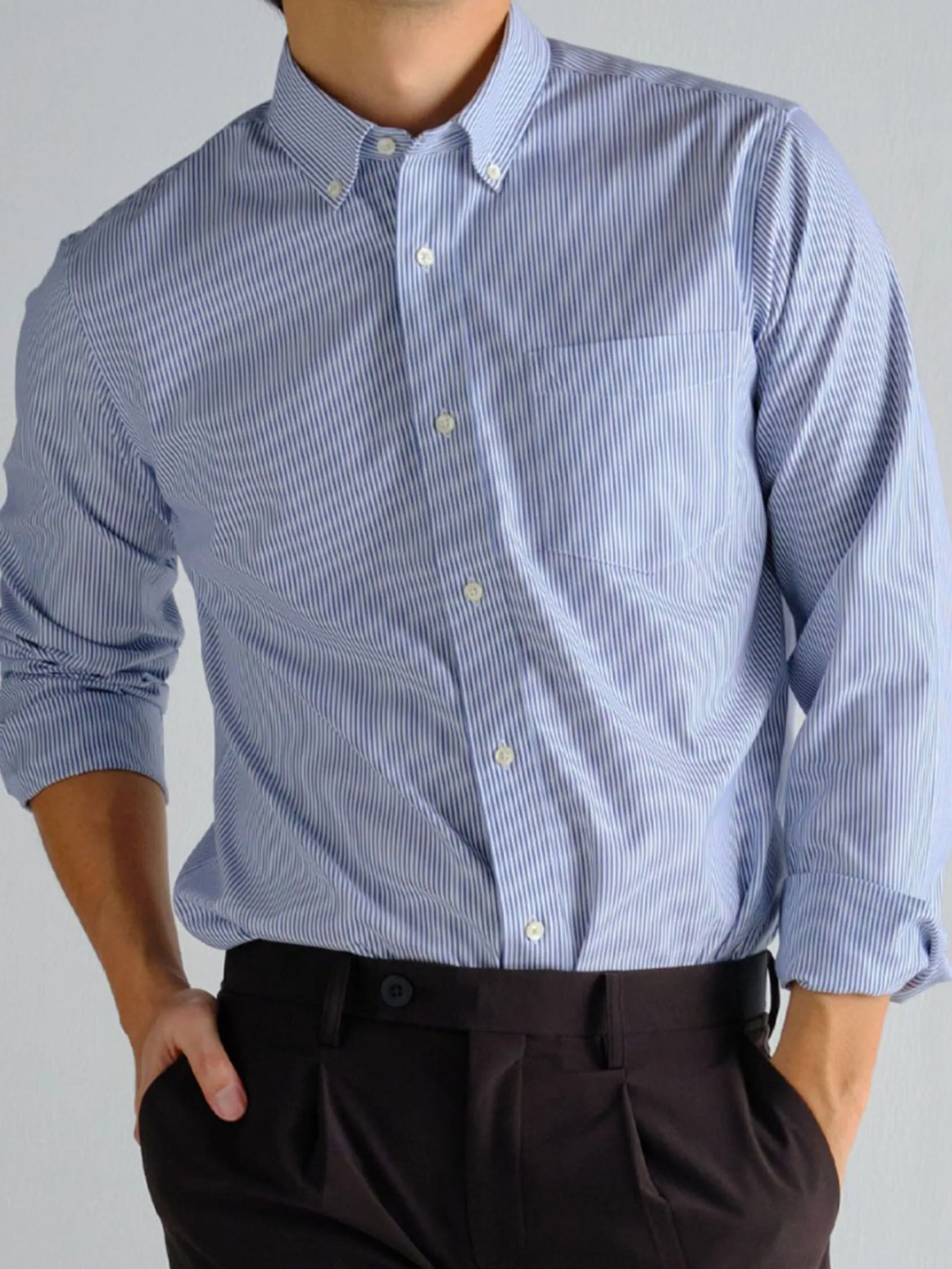 ERA-WON MEN'S DRESS SHIRT OXFORD REGULAR FIT BLUE