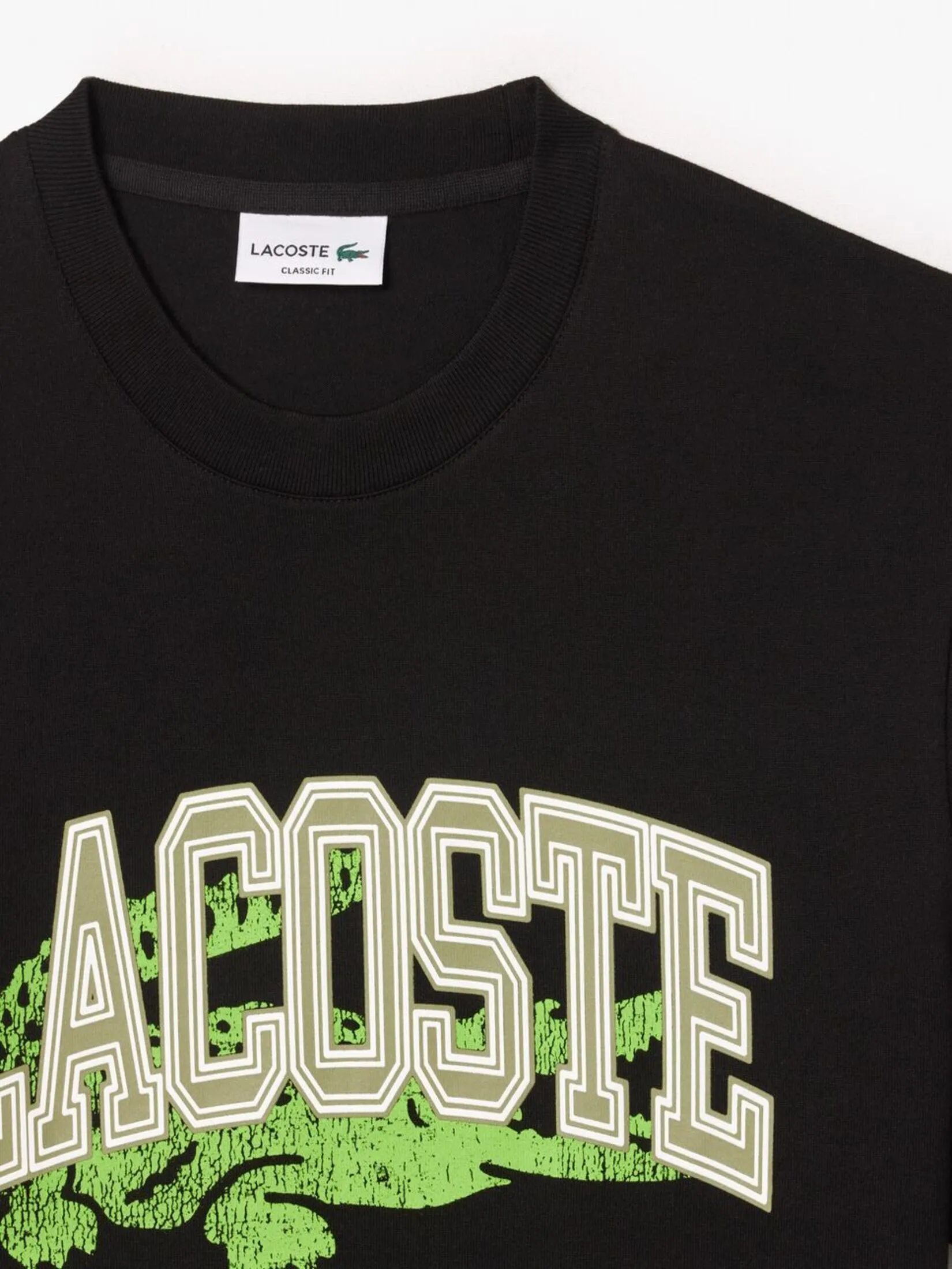 LACOSTE Cotton Jersey Signature T-shirt Black