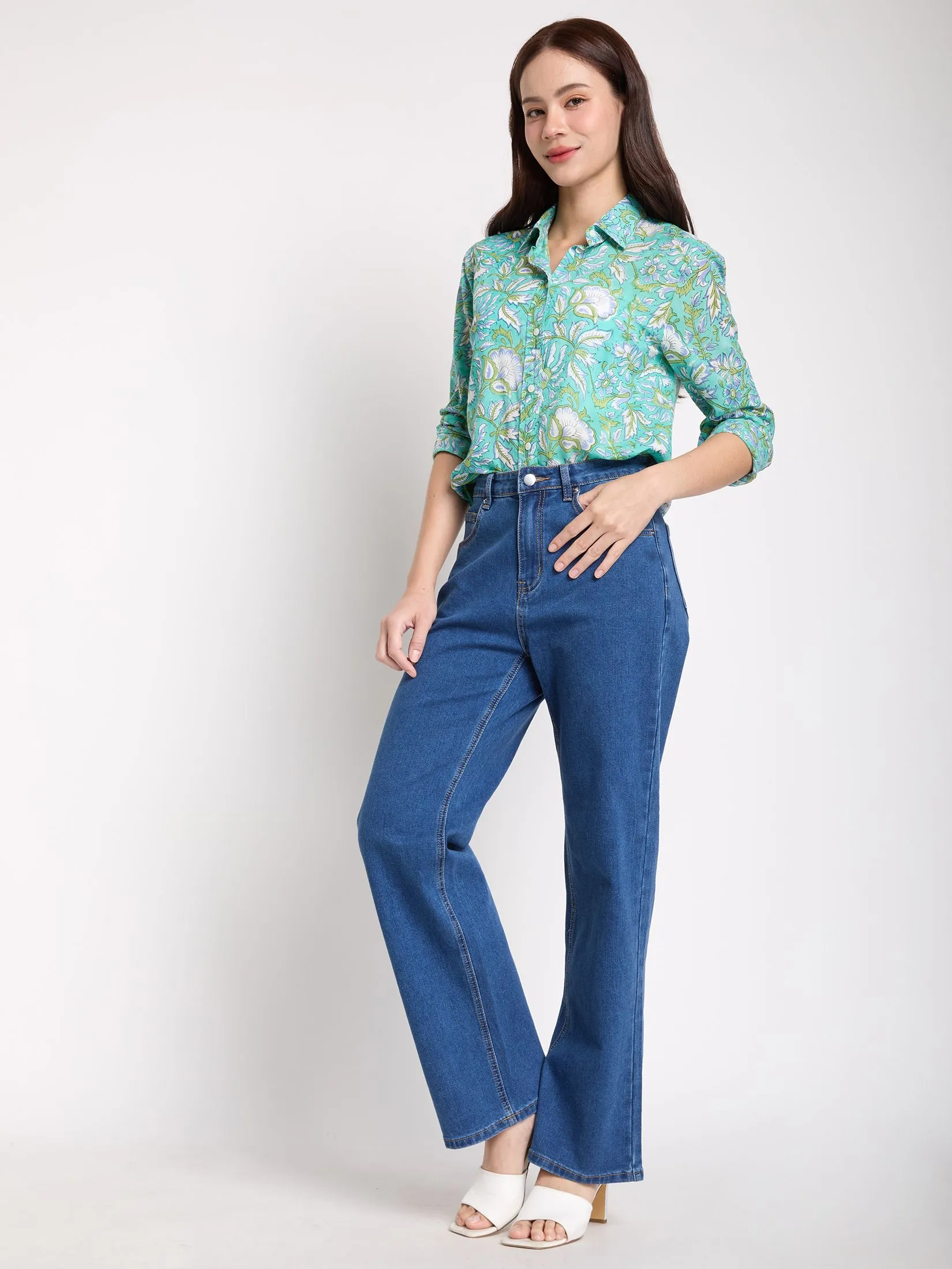 ALUMNUS Women Shirt Long Sleeves Collar Neck Print