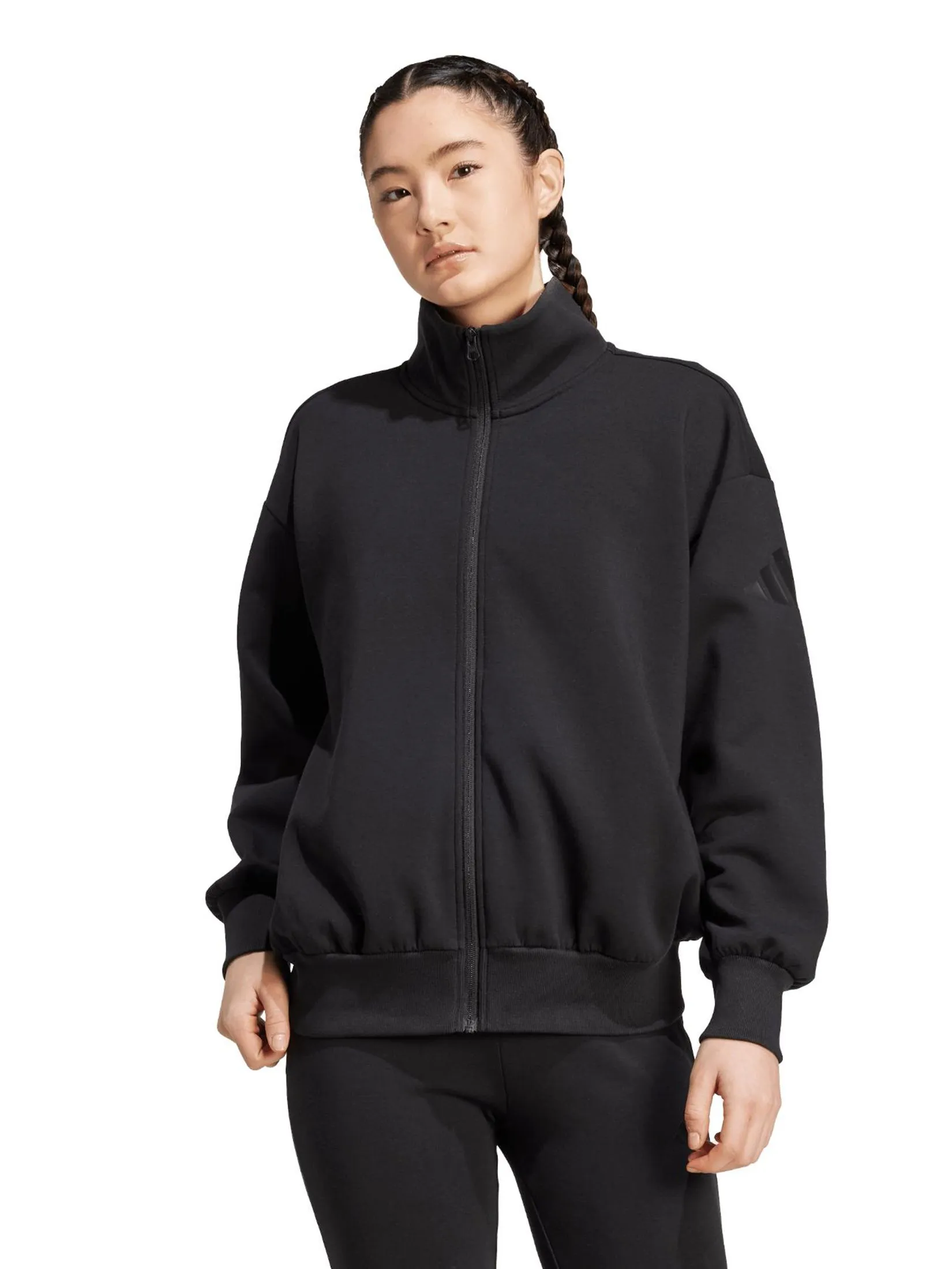 ADIDAS Women Jacket Full-Zip Soft Lux Loose JM1658 Black Size - A/M