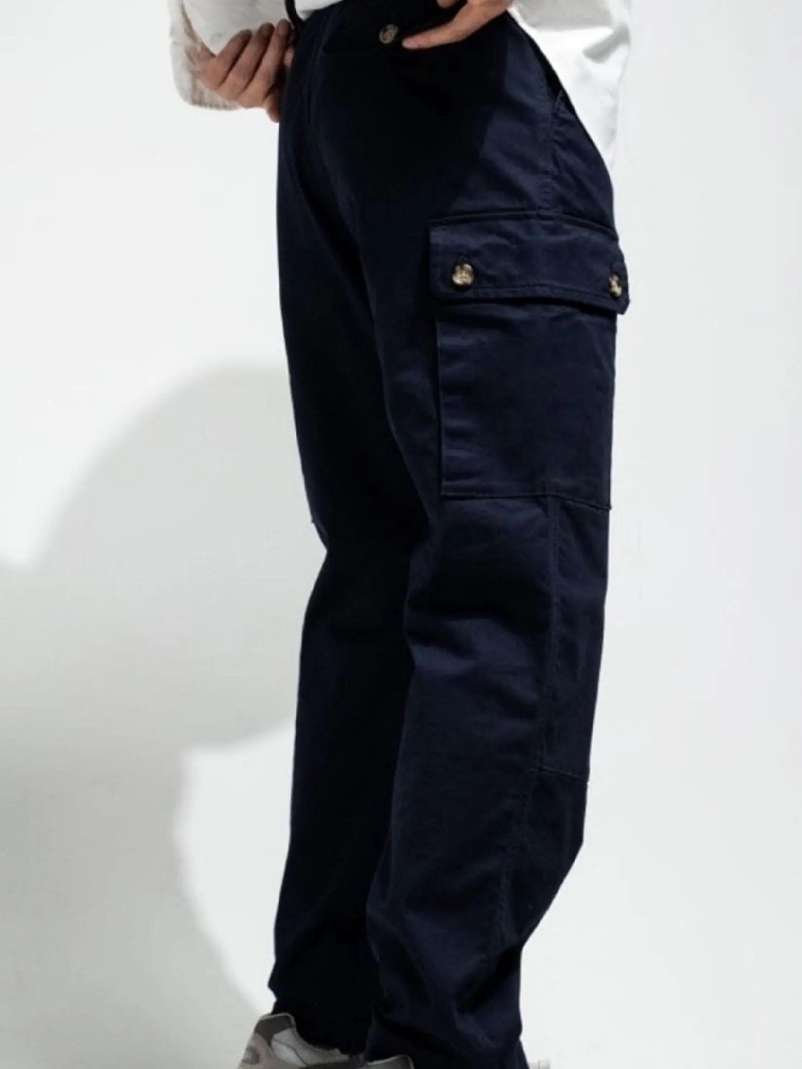 ERA-WON Men's Cargo trousers skinny crop fit Navy Blue