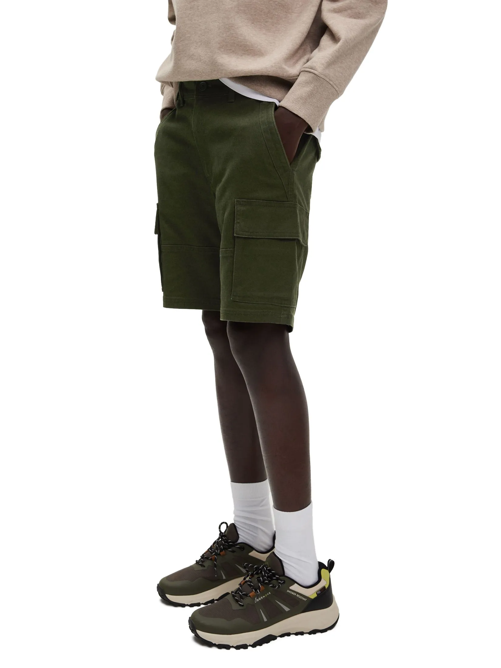 MARKS & SPENCER Men Cargo Shorts Straight Fit Stretch Dark Khaki