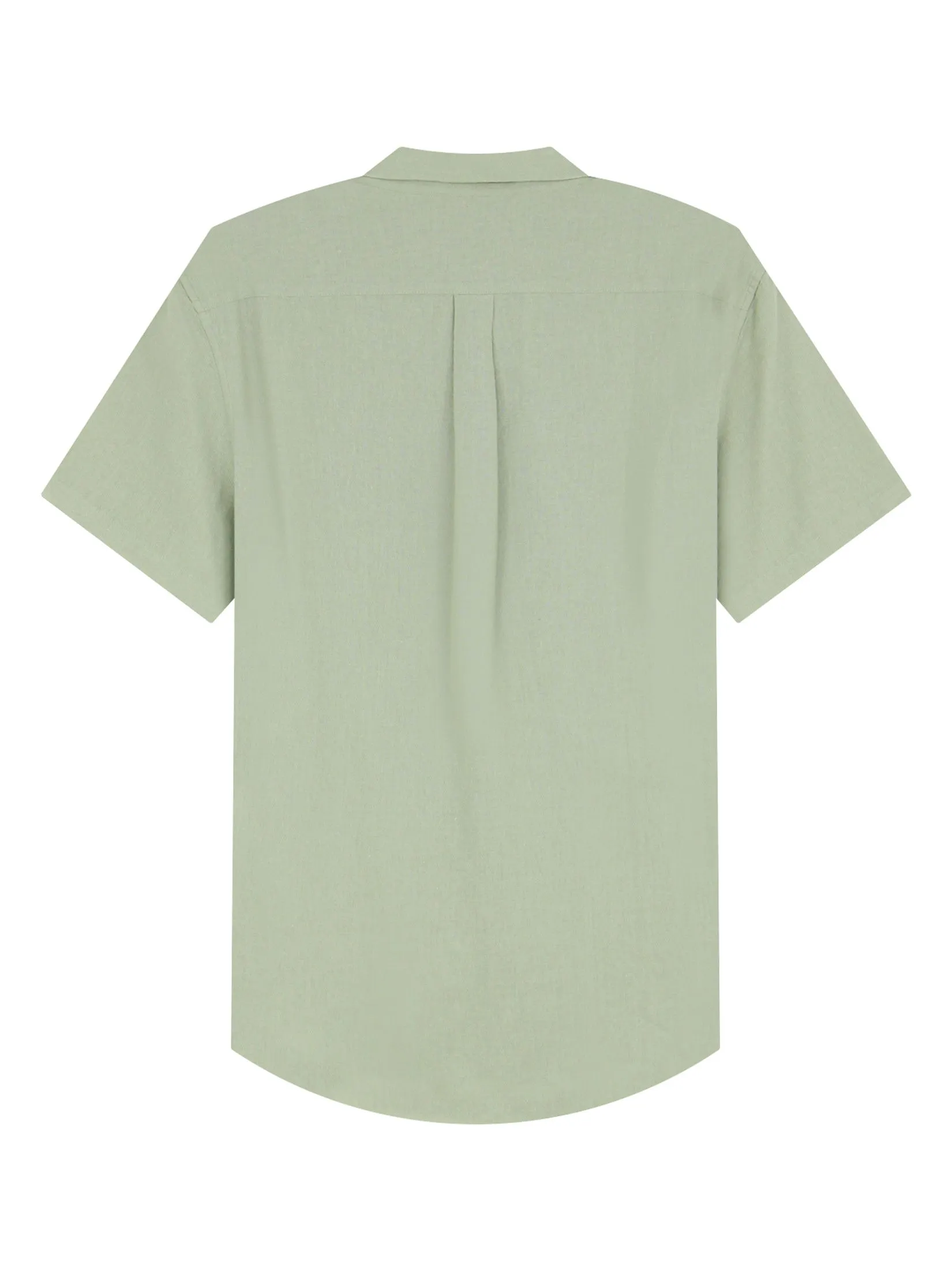GIORDANO Men's Slim Poplin Linen Shirt Budding Green