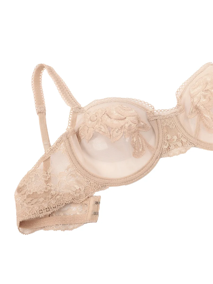 BSC LINGERIE Women Bra Sexy Lace See Through wire BB1453BE Beige