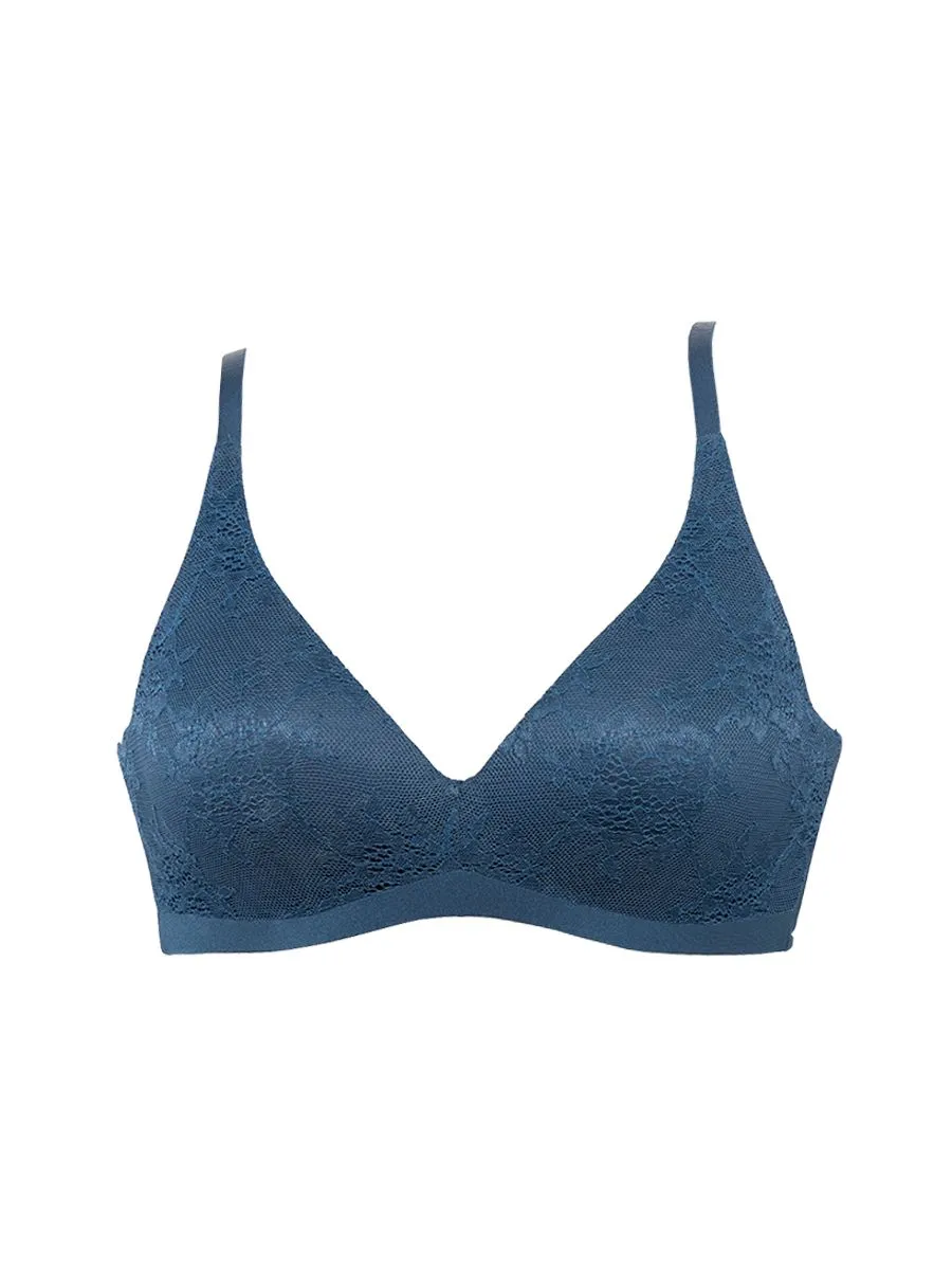 BSC LINGERIE Women Lace NONWIRE BRA BB3557 BLUE Size - B80