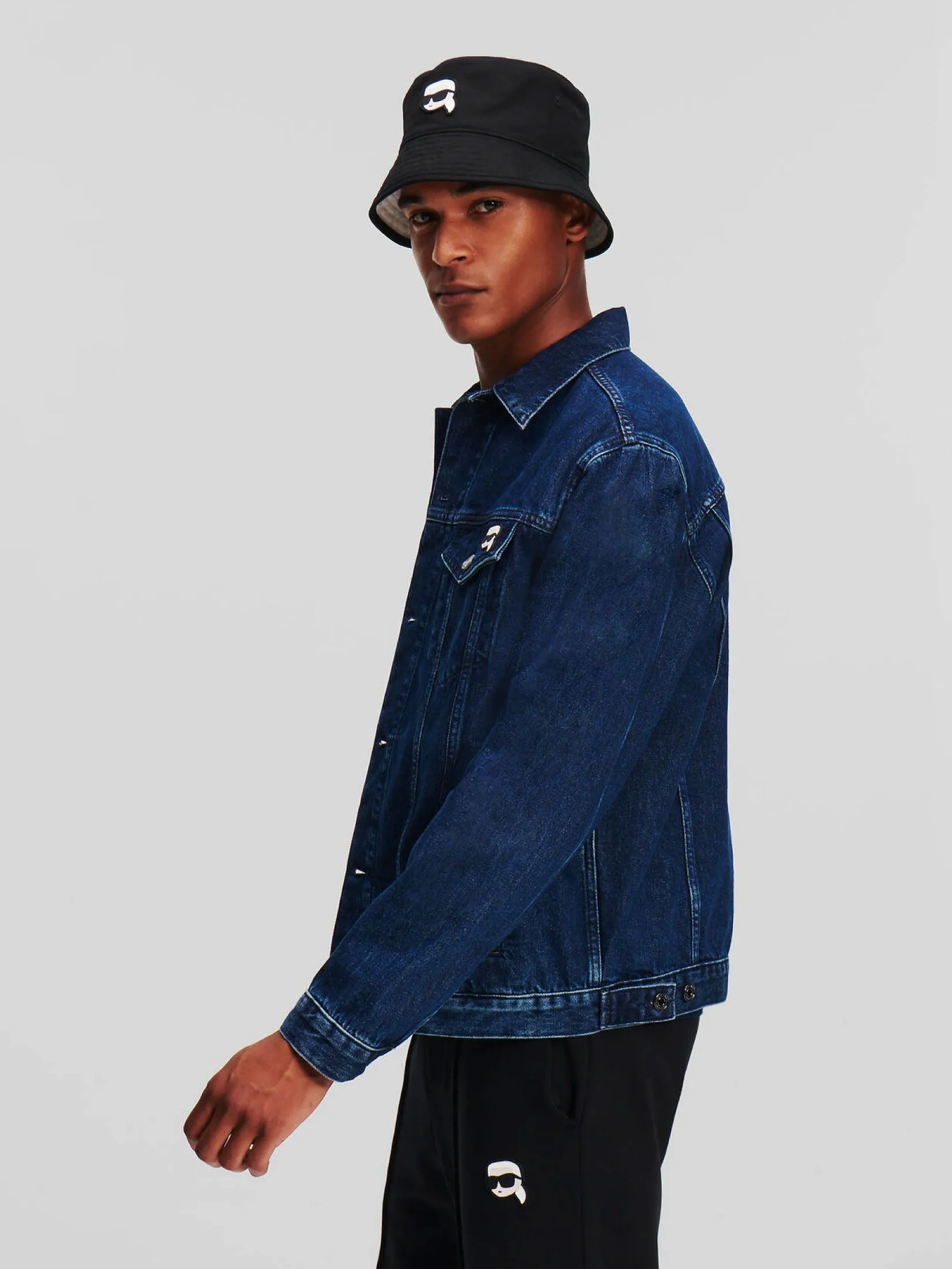 KARL LAGERFELD IKONIK 2.0 SLIM DENIM JACKET DARK BLUE DENIM