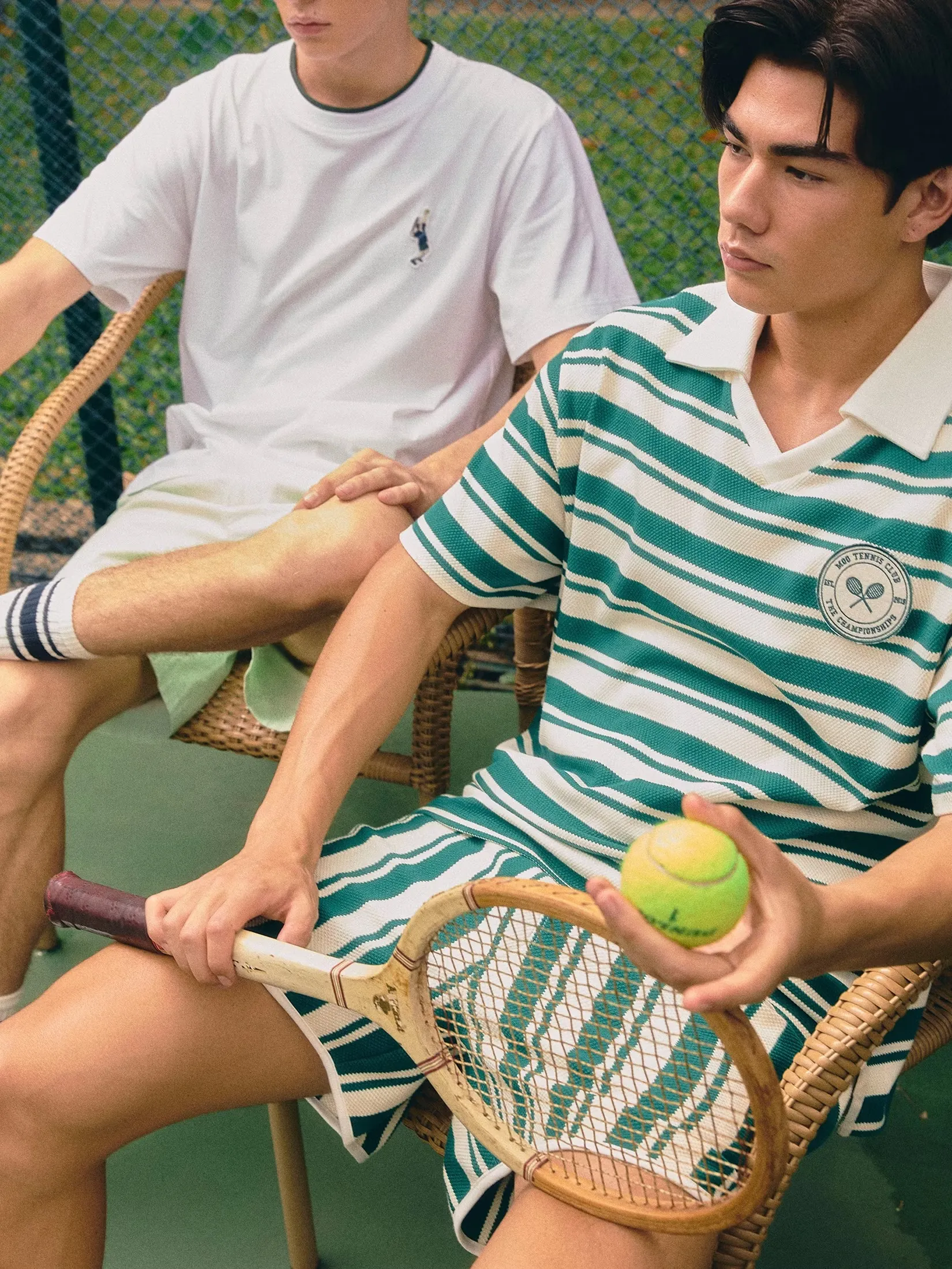 MOO [MOO 3/25]  Tennis Striped Knitted Shorts Green