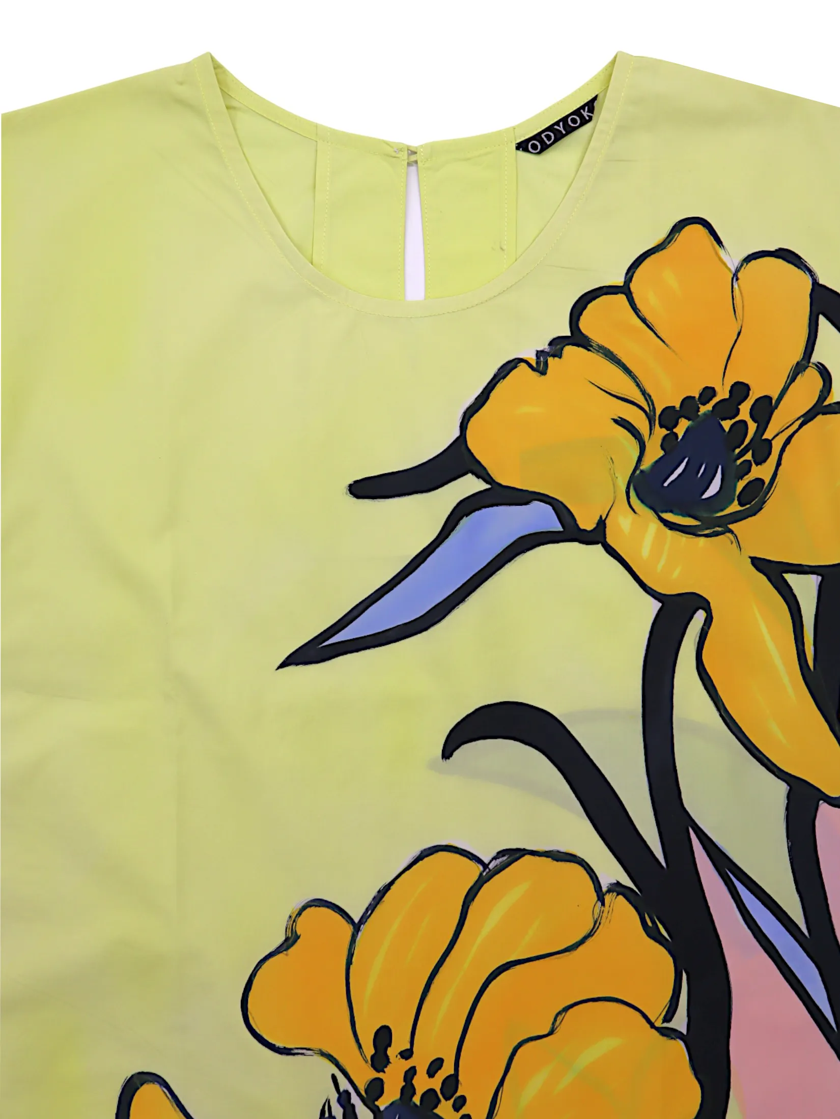 YODYOKO Woman Sleeve Casual Dress - Yellow : Sunshine & Poppies