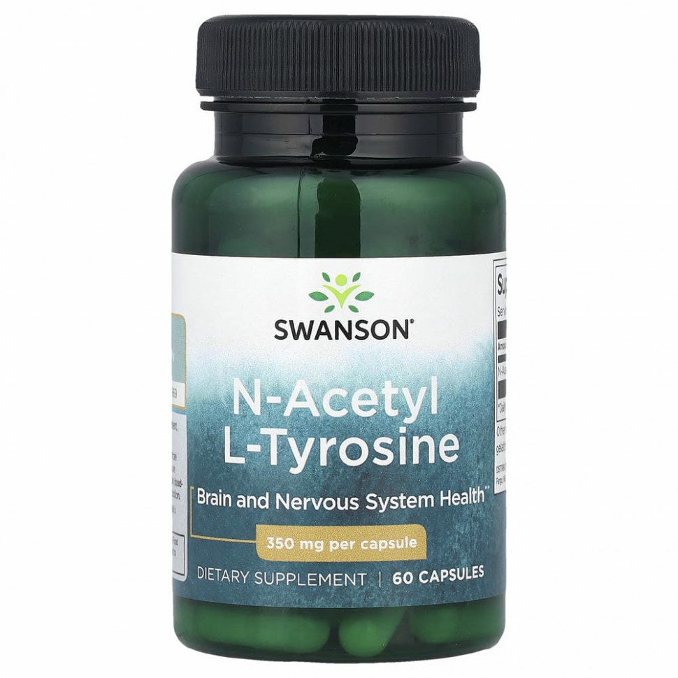 Swanson, N-ацетил L-тирозин, 350 мг, 60 капсул