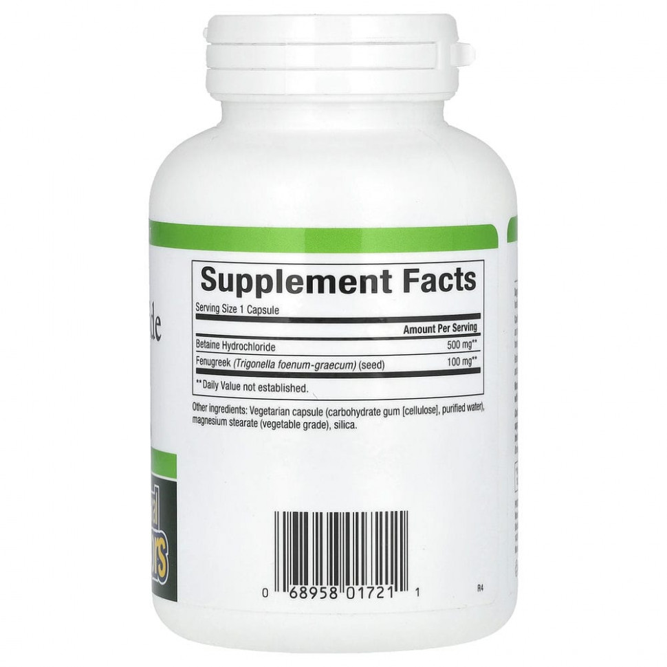 Natural Factors, бетаина гидрохлорид с пажитником, 500 мг, 180 вегетарианских капсул