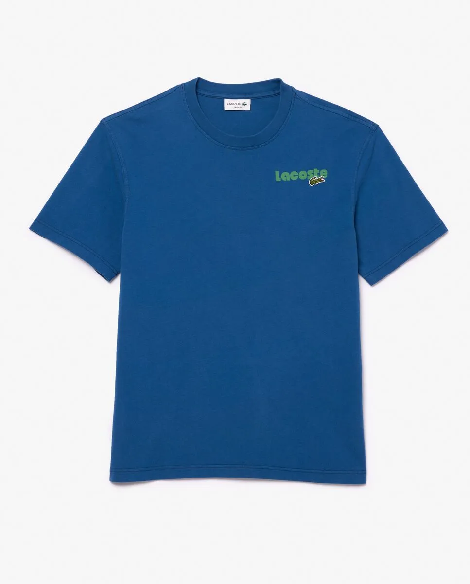 LACOSTE Washed Effect Ombr  Lacoste Print T-Shirt Blue