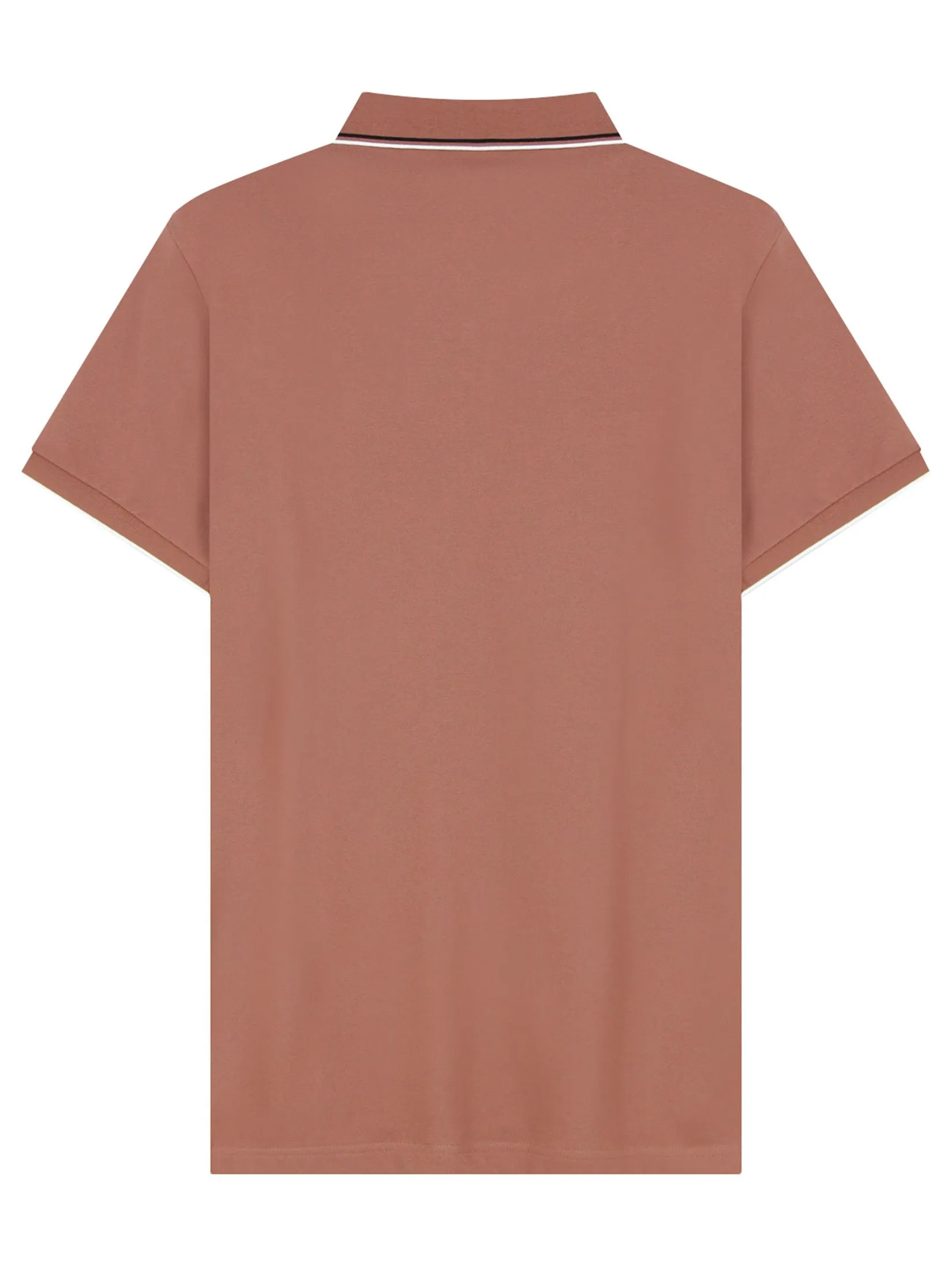 GIORDANO Men's Slim Cotton Lycra Polo Russet brown