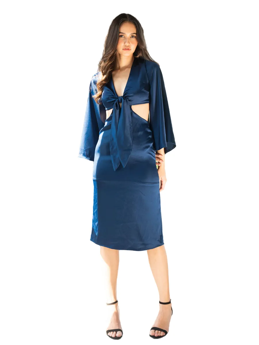 ROSE THE LABEL Navy susan satin dress