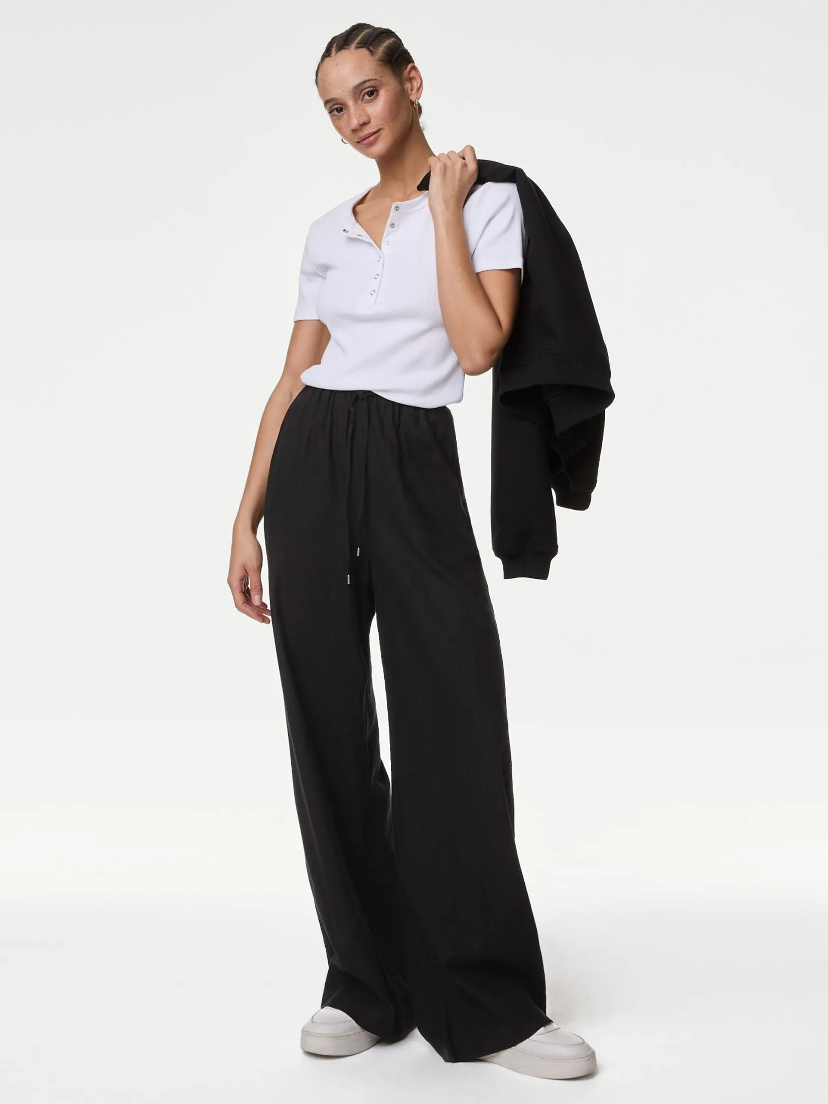 MARKS & SPENCER Women Trousers Wide Leg Linen Blend