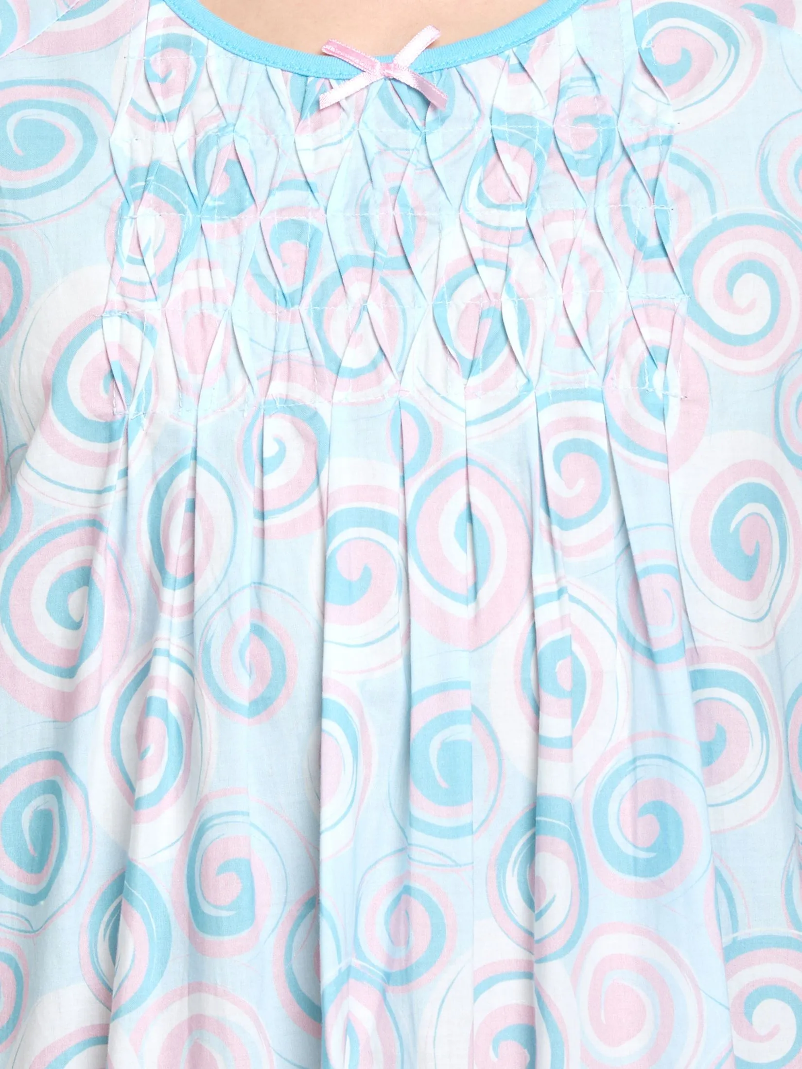 CLAUDIA'S ROMANCE Women Nightdress Short Sleeves Light Blue