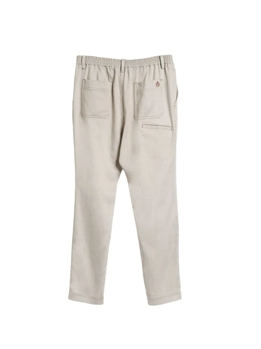 TAKEO KIKUCHI MEN BEIGE ECO DENIM STRETCH EASY PANTS