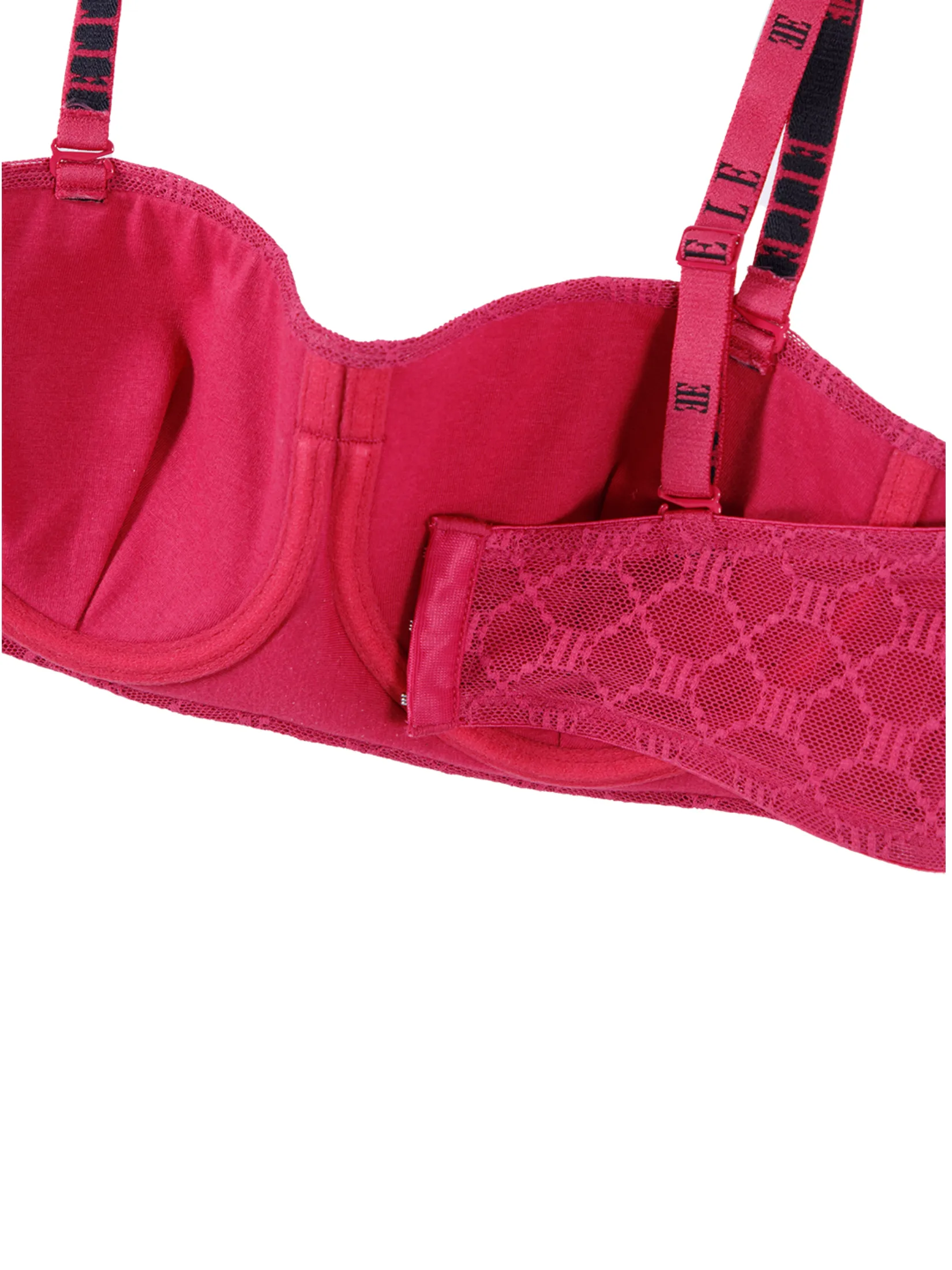 ELLE LINGERIE Women Strapless bra with underwire lace fabric ELLE LOGO pattern LB8602 - Raspberry