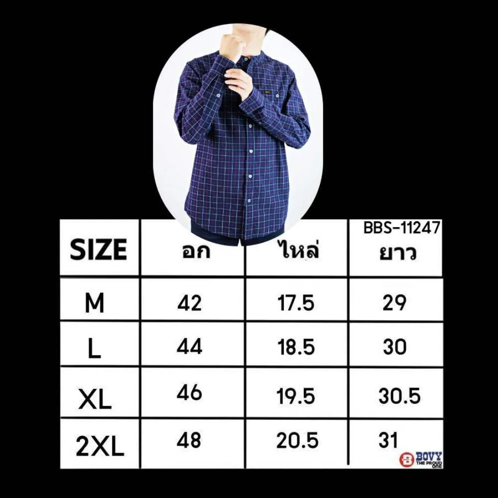 BOVY BBS11247-SHIRT MANDARIN SCOTTED NAVY