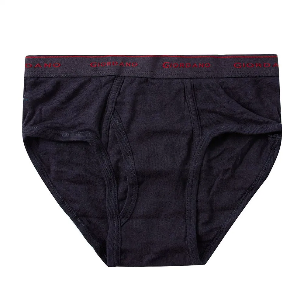 GIORDANO Navy Blue/Black Men's Cotton Briefs Logo elastic waistband(6-packs)