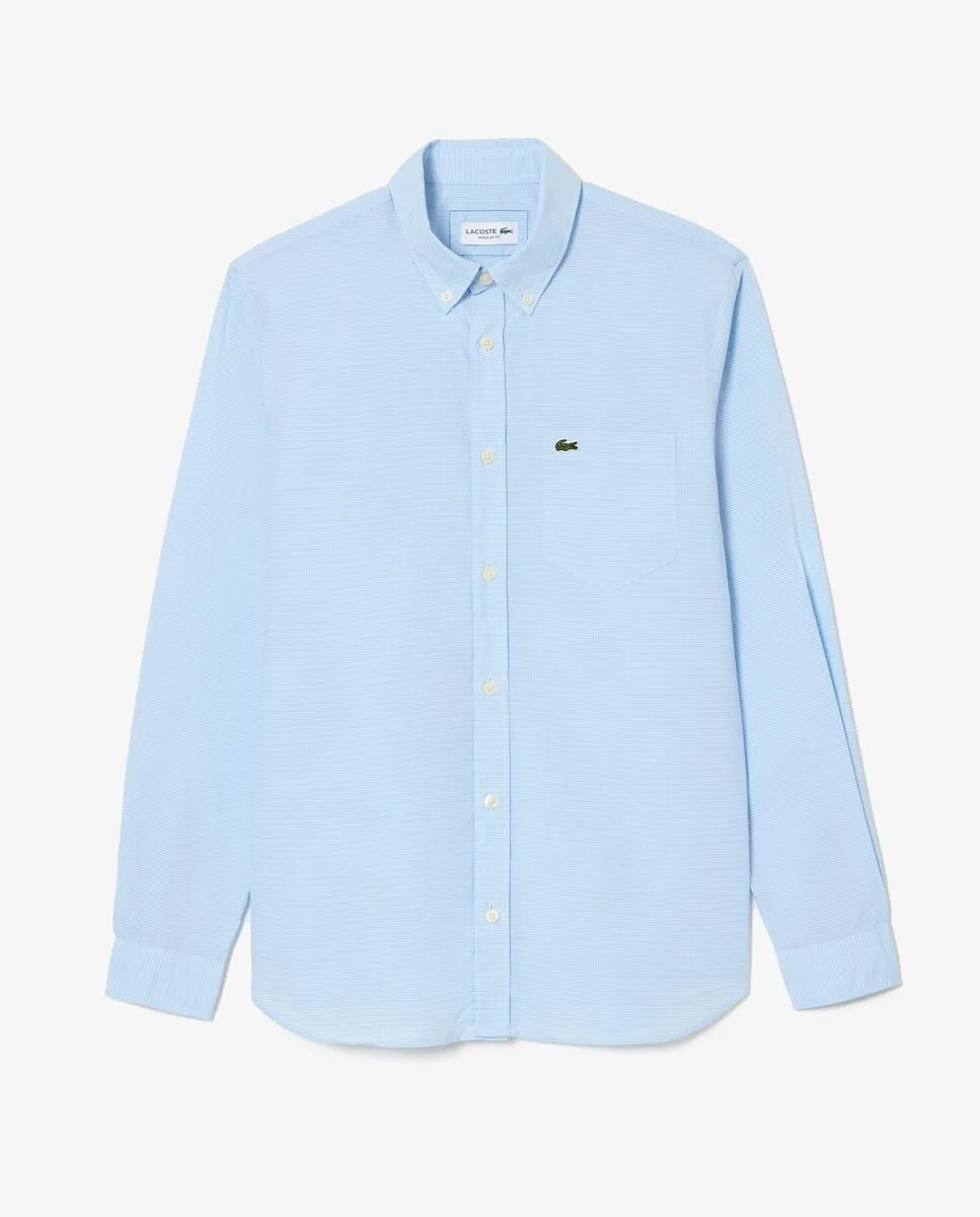 LACOSTE Blue Regular Fit Cotton Poplin Shirt