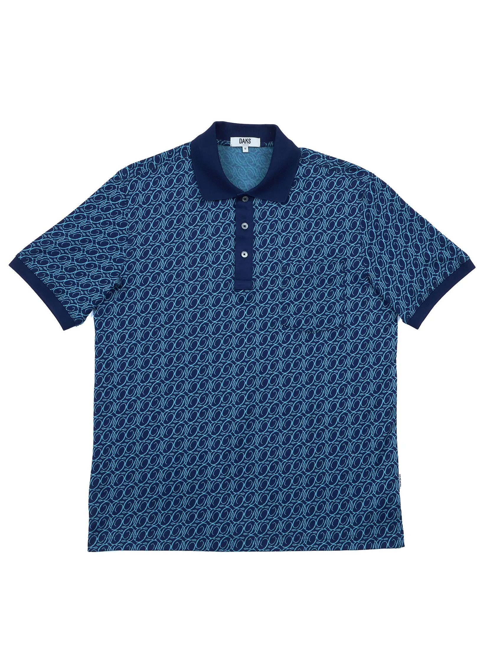 DAKS Men  Short Sleeve Polo Regular Fit Navy
