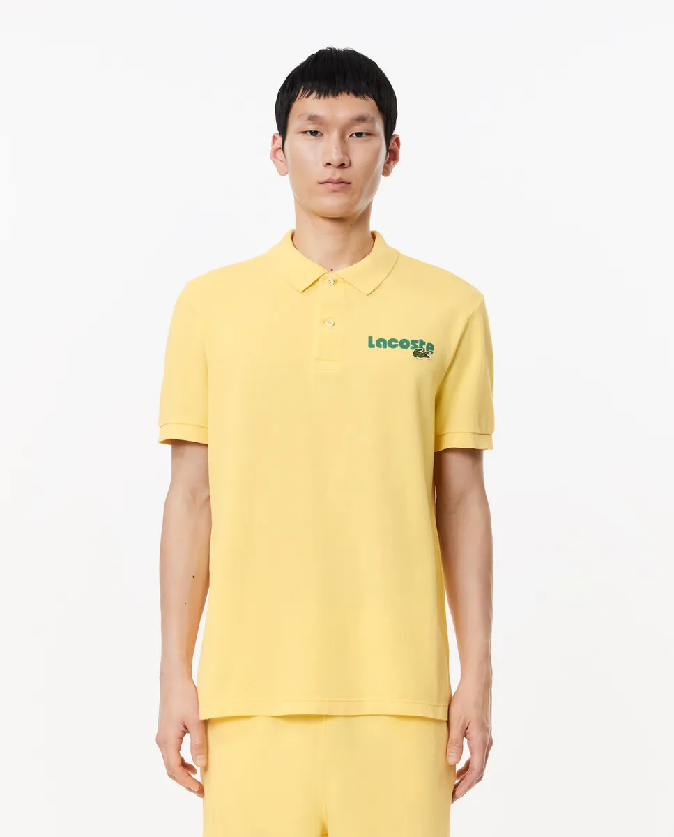 LACOSTE Original L.12.12 Washed Effect Cotton Piqu  Polo Shirt Yellow