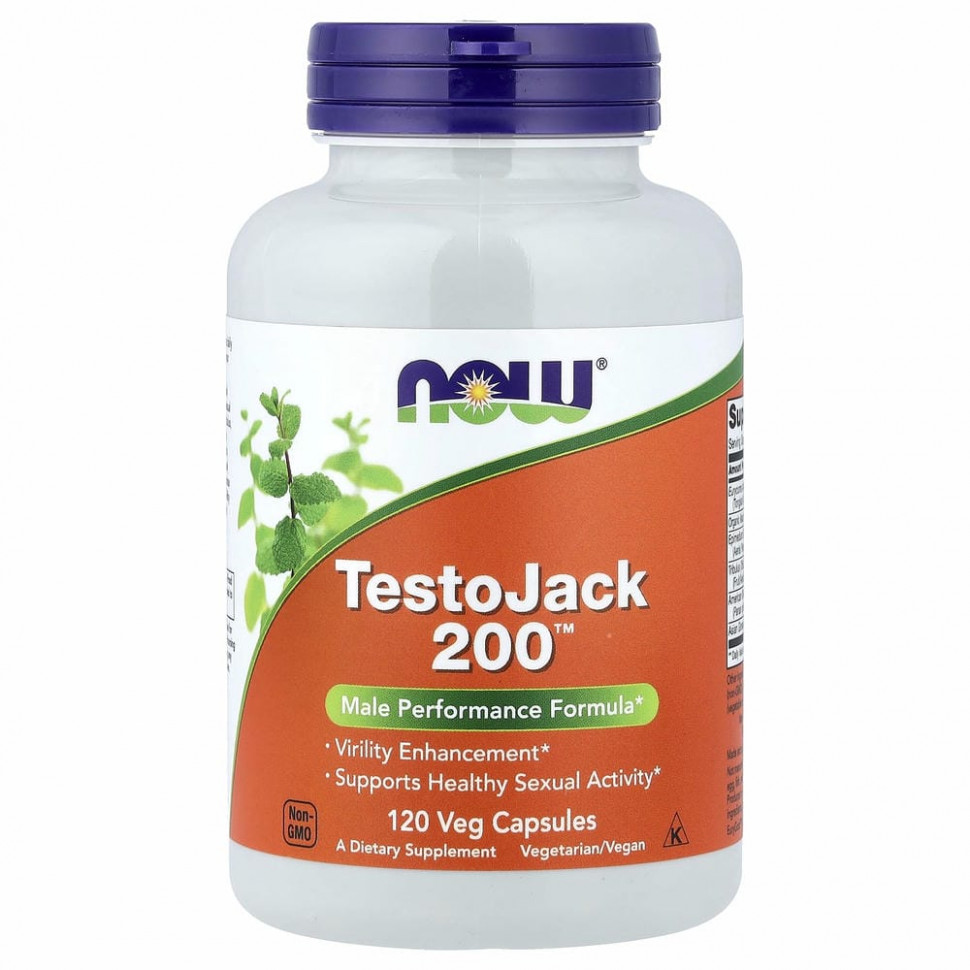 NOW Foods, TestoJack 200, 120 растительных капсул