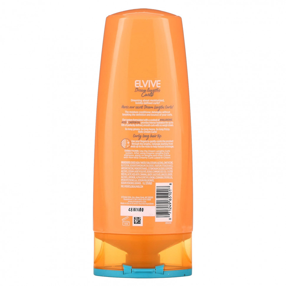 L'Oréal, Elvive, Dream Lengths Curls, увлажняющий кондиционер, для волнистых и вьющихся волос, 375 мл (12,6 жидк. Унции)