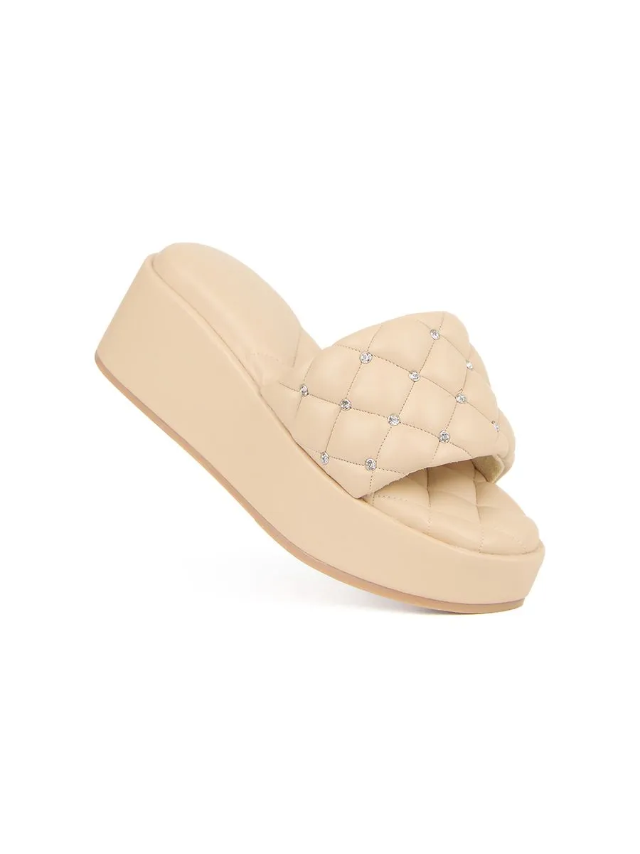 SHU WOMEN  PALETTE SOFT 2" LUCKY DIAMONDS WEDGES - NUDE