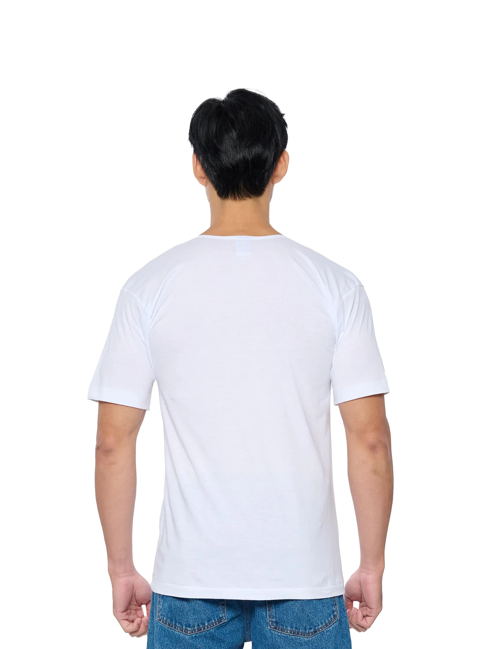DOUBLE GOOSE White classic wide neck T-shirt.