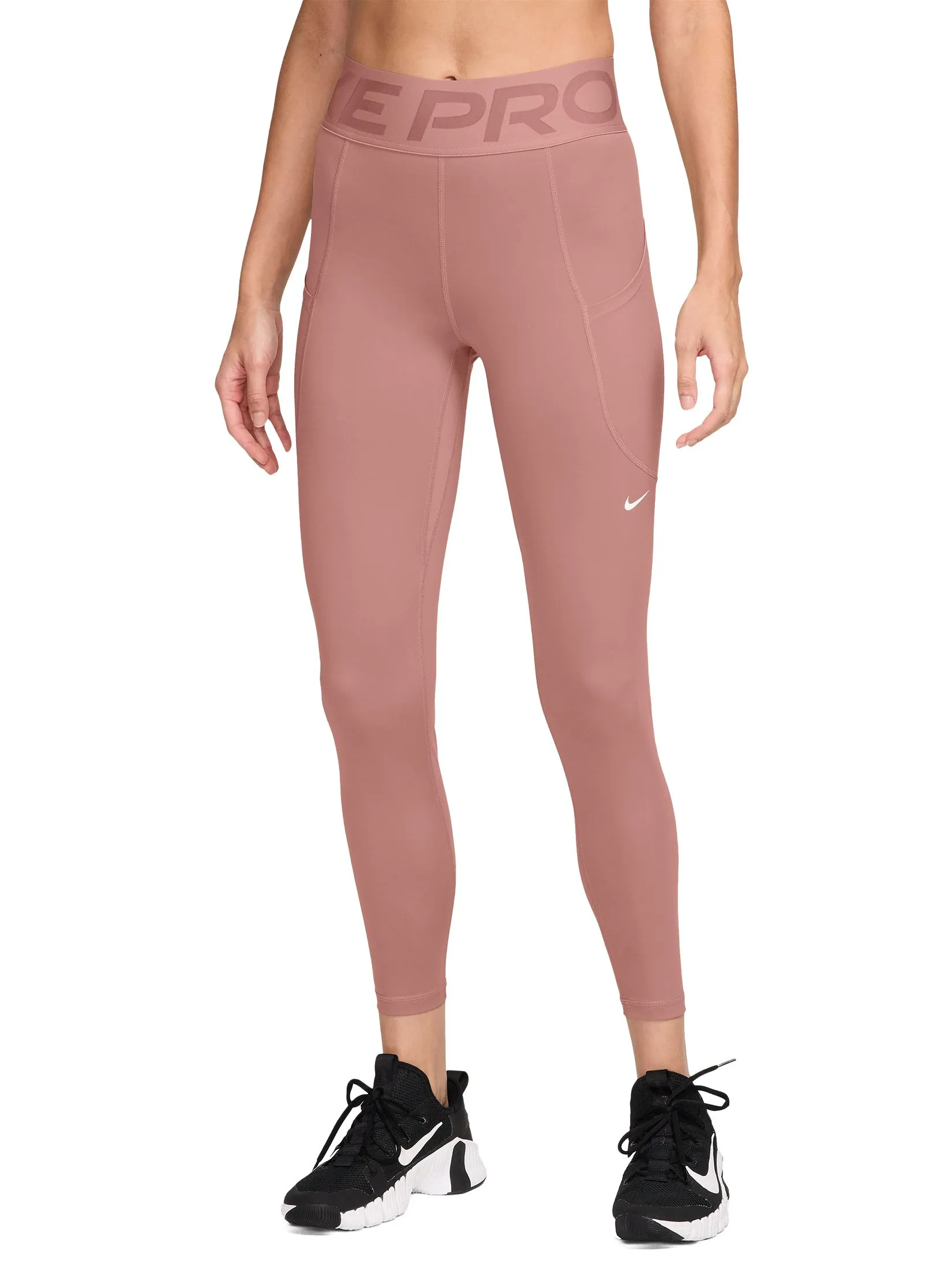 NIKE Women 7/8 Leggings Pro Sculpt High Waisted FV7389-685 Rust Pink/White