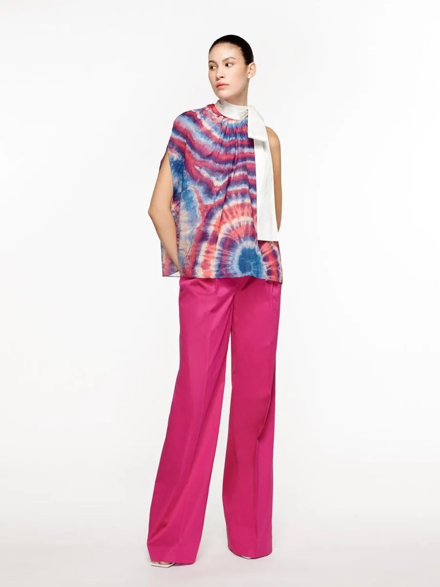 ASAVA (SS24) Tie-dye One-shoulder Bow Women Blouse Pink