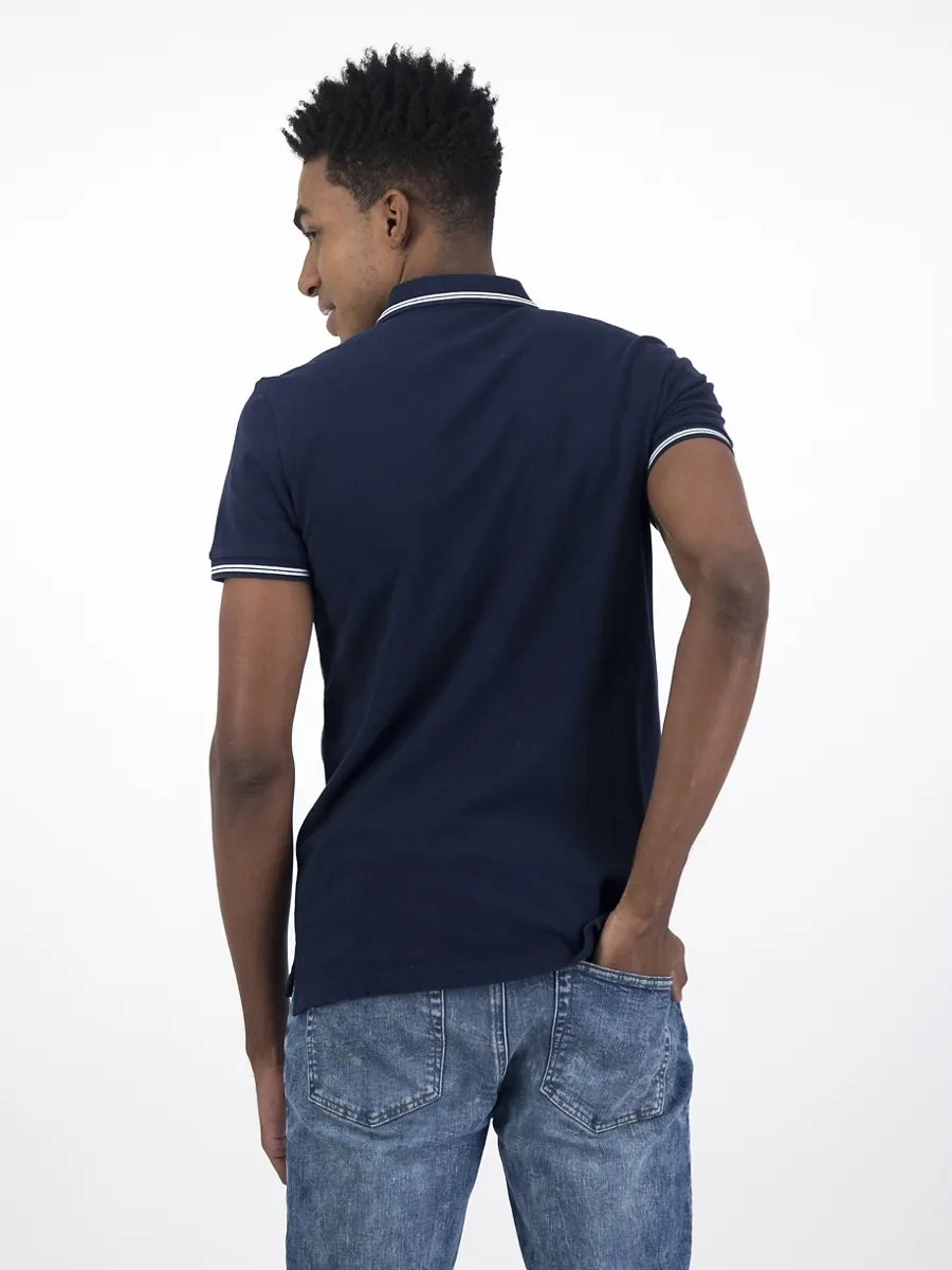 AMERICAN EAGLE PIQUE SLIM TIPPING SOLIDS 410 NAVY