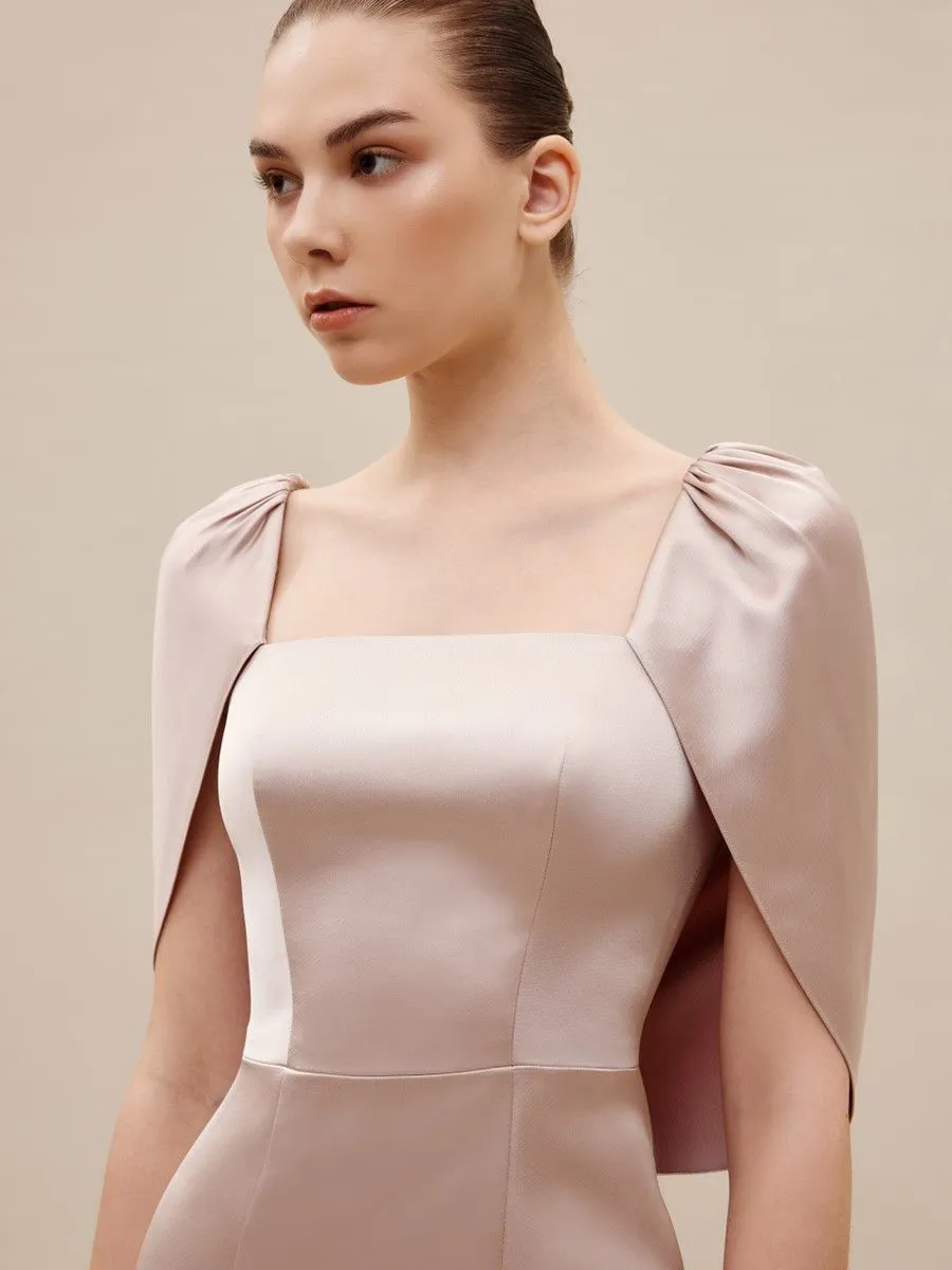 ASAVA ( SS24 )Tatiana Cape-sleeve Women Dress Pink