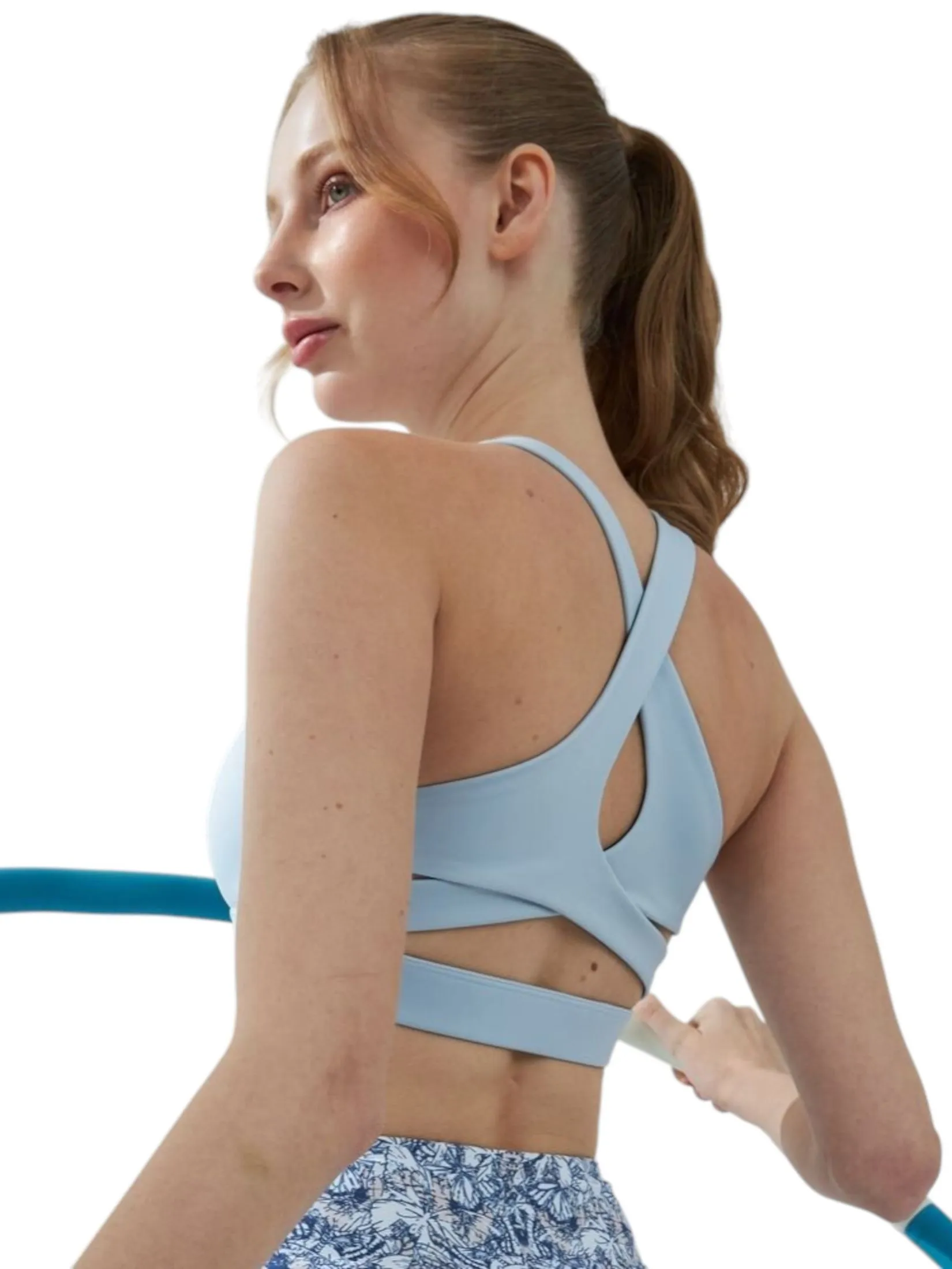 VANESSE Light Blue CROSS STRAP SPORT BRA (029068)