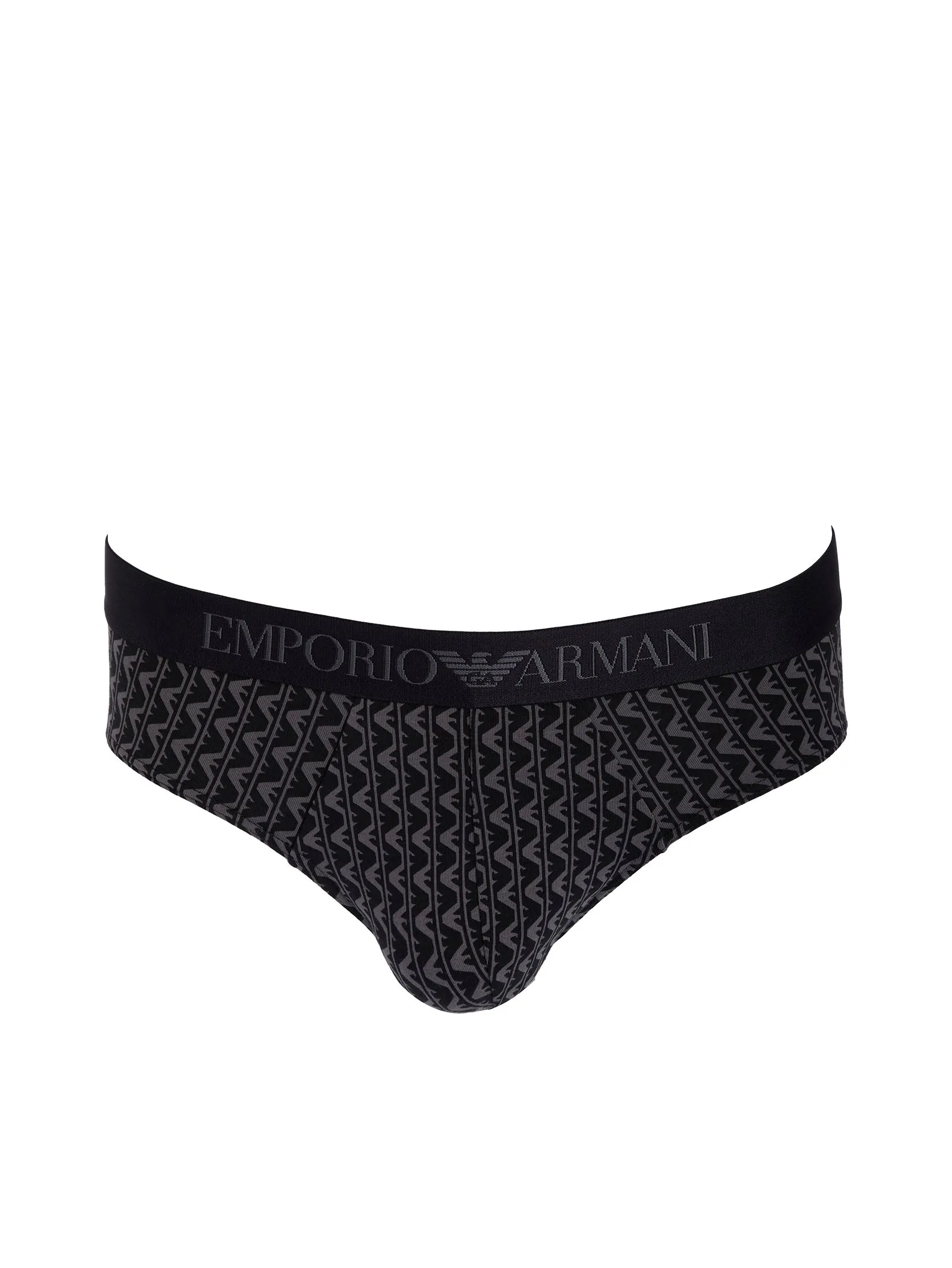 EMPORIO ARMANI Men Underwear Brief 2 Pack SS25 M8096 Vertical Eagle / Black