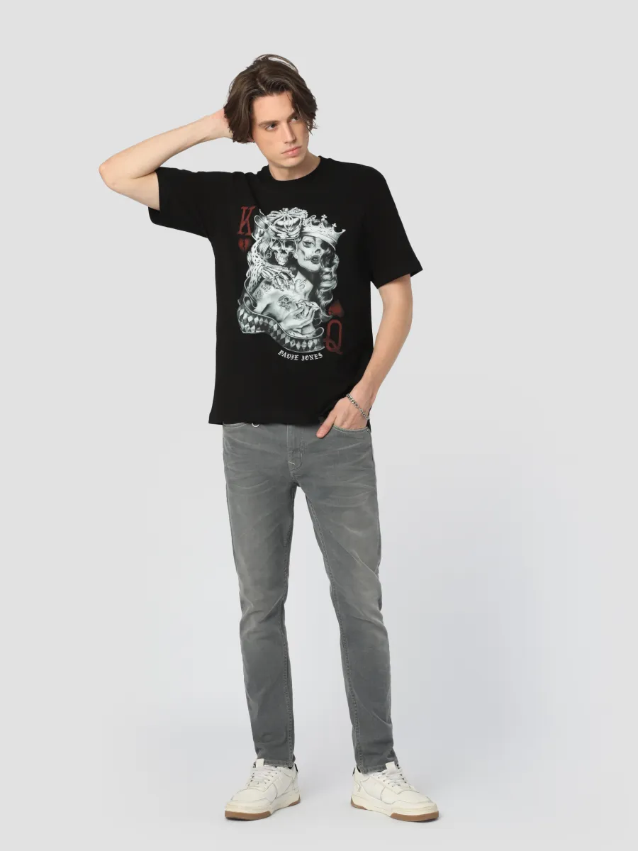 DAVIE JONES Men's Graphic Oversize Fit T-Shirt Black
