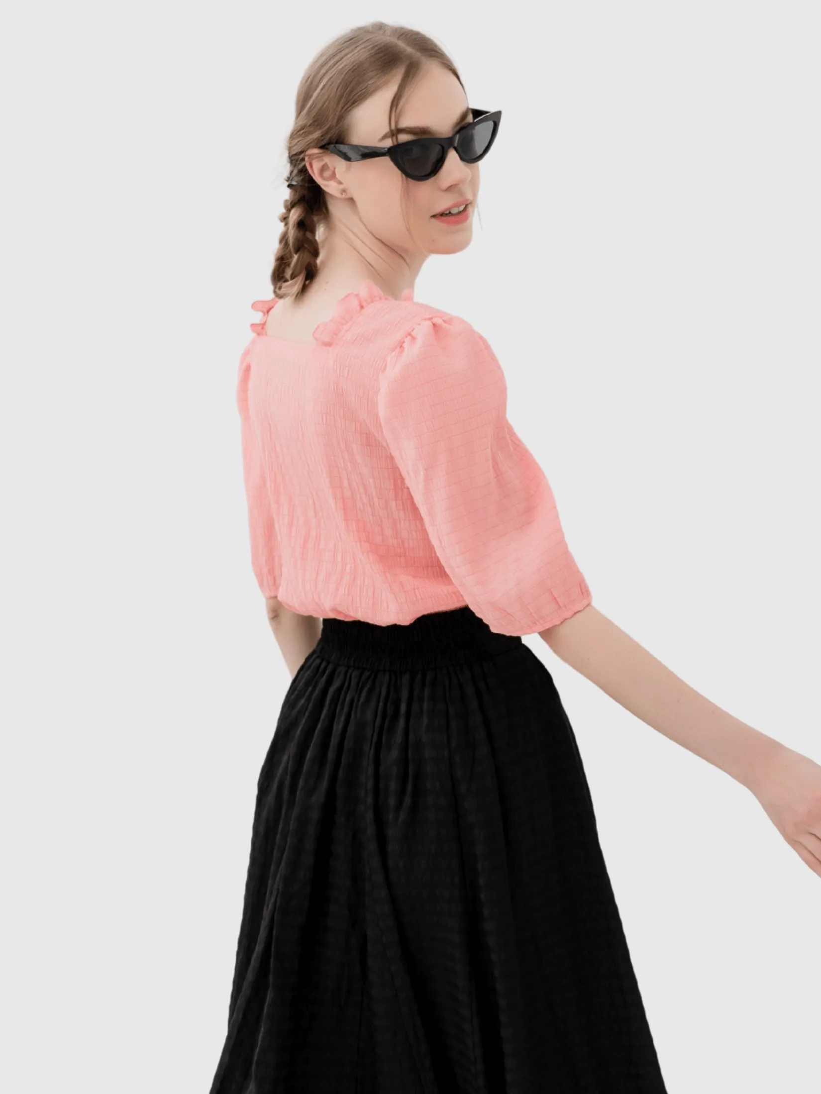 AMILA Women Blouse Short Sleeves Juguri Rose Red