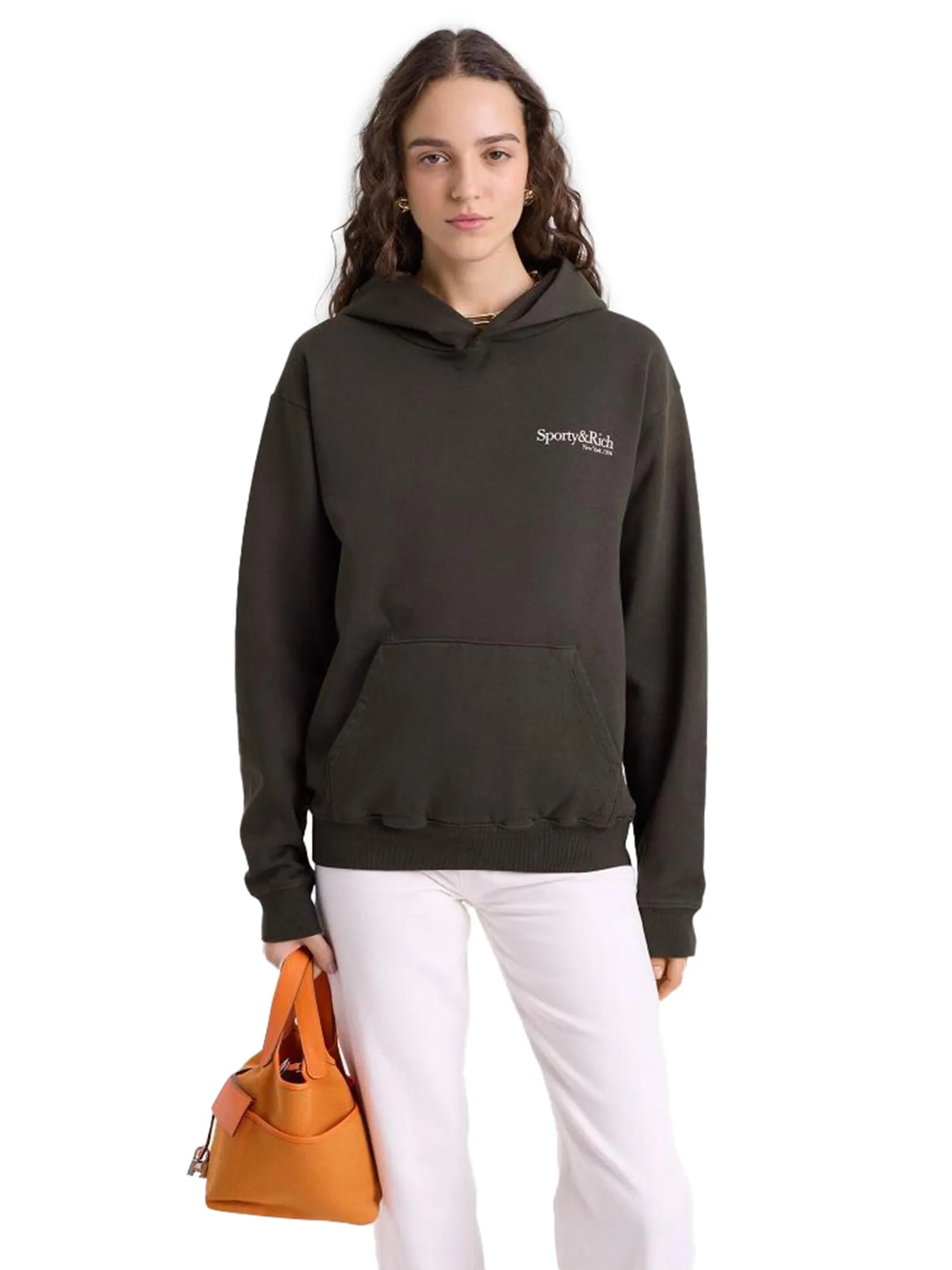 SPORTY & RICH Unisex Hoodie HWCNY Faded Black/White