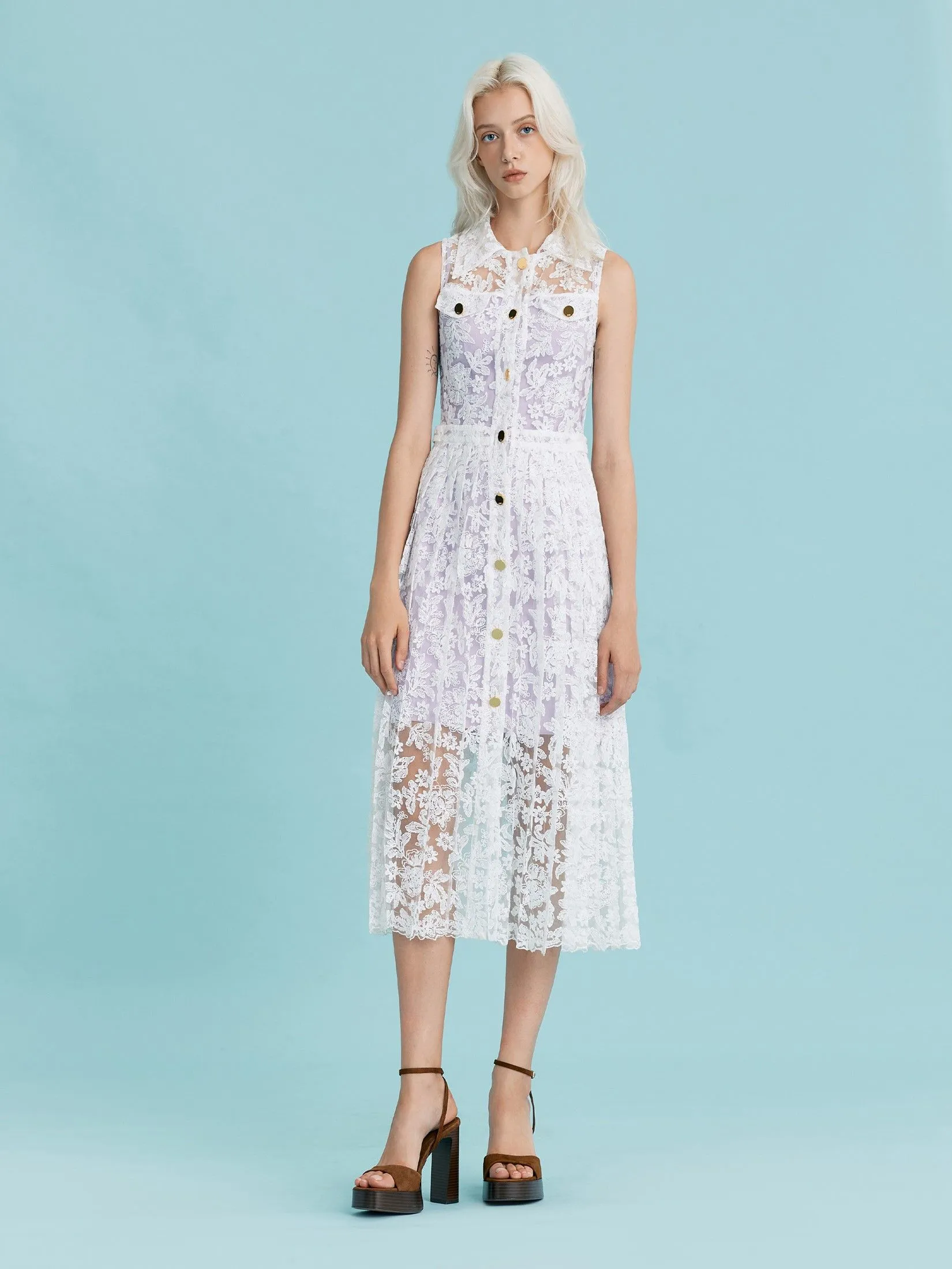 ASV (RS25)Lumi Women Sleeveless Lace Dress Purple