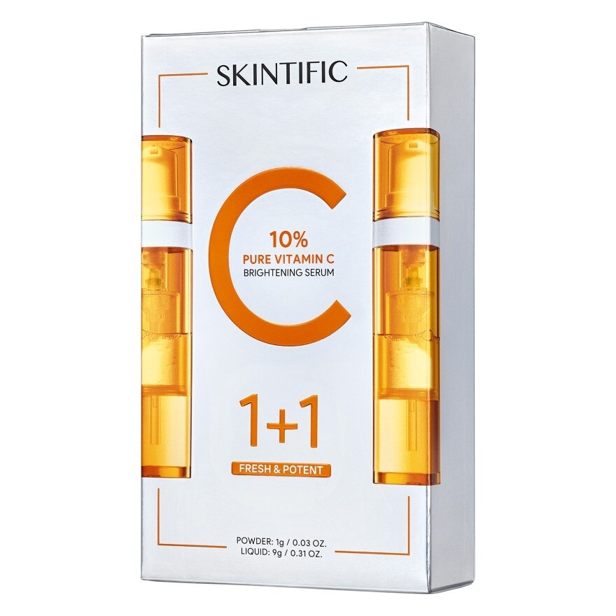 Skintific 10 Pure Vitamin C Brightening Serum (Powder+Liquid) x2 Pcs